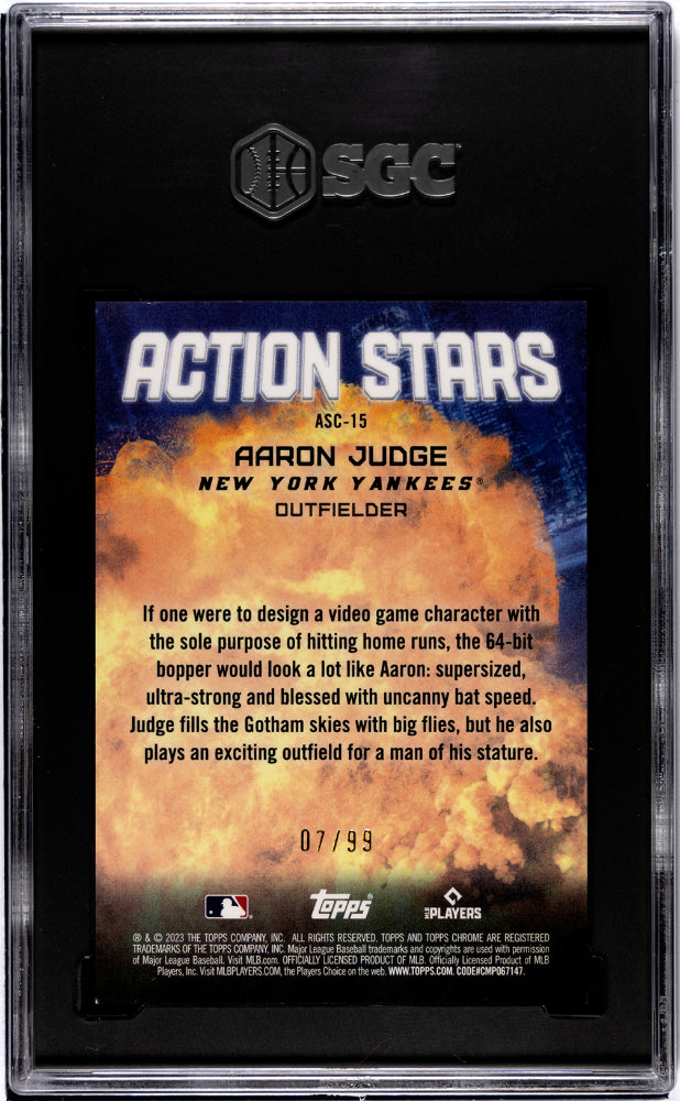 2023 Topps Chrome Update Aaron Judge #ASC-15 Action Stars Green Refractor SGC 9