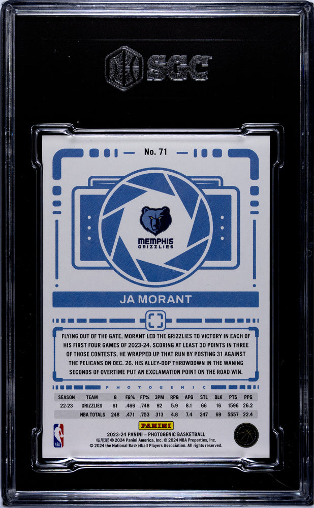 2023-24 Panini Photogenic Ja Morant #71 Silver SGC 9