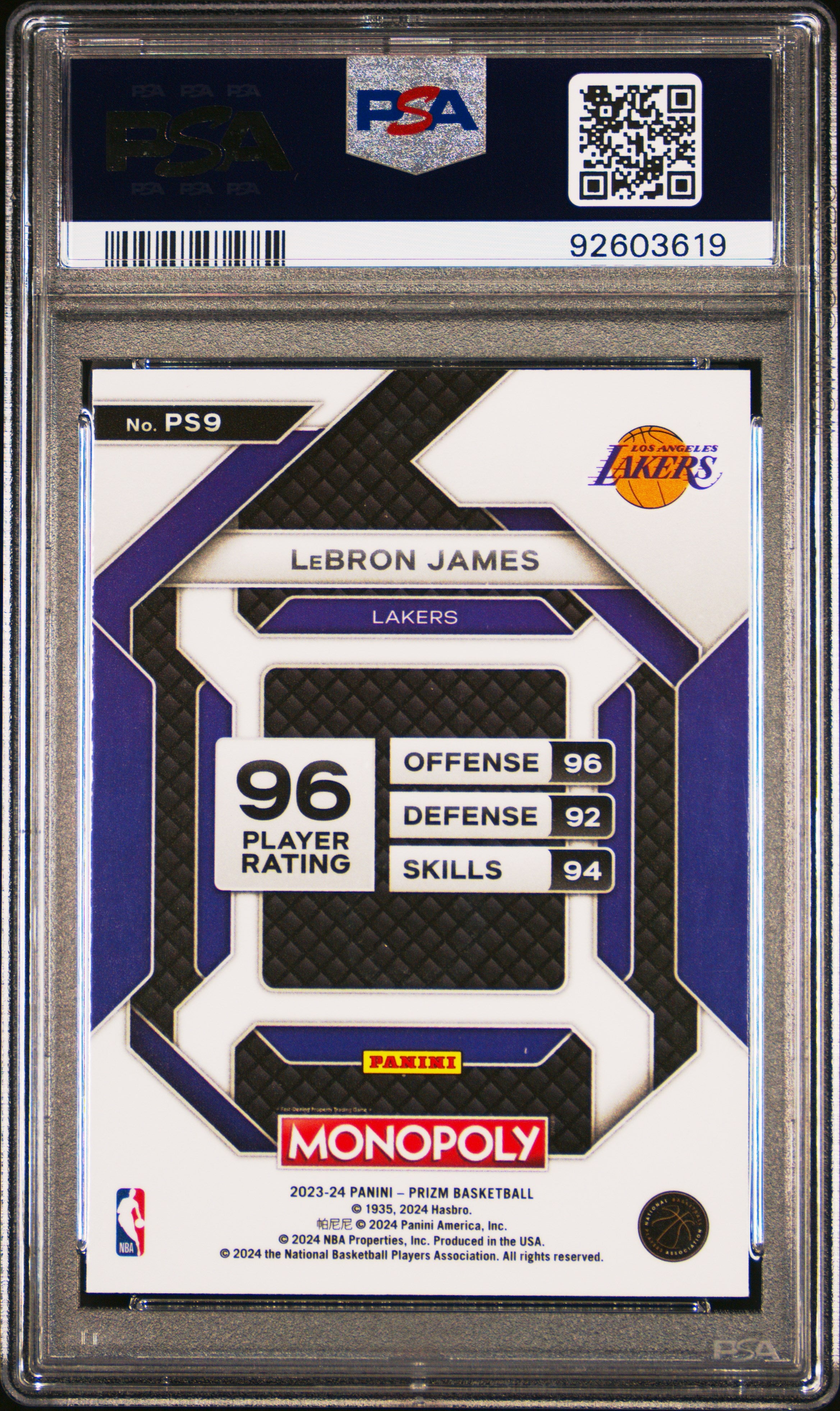 2023 Panini Prizm Monopoly All-Star LeBron James #PS9 PSA 10