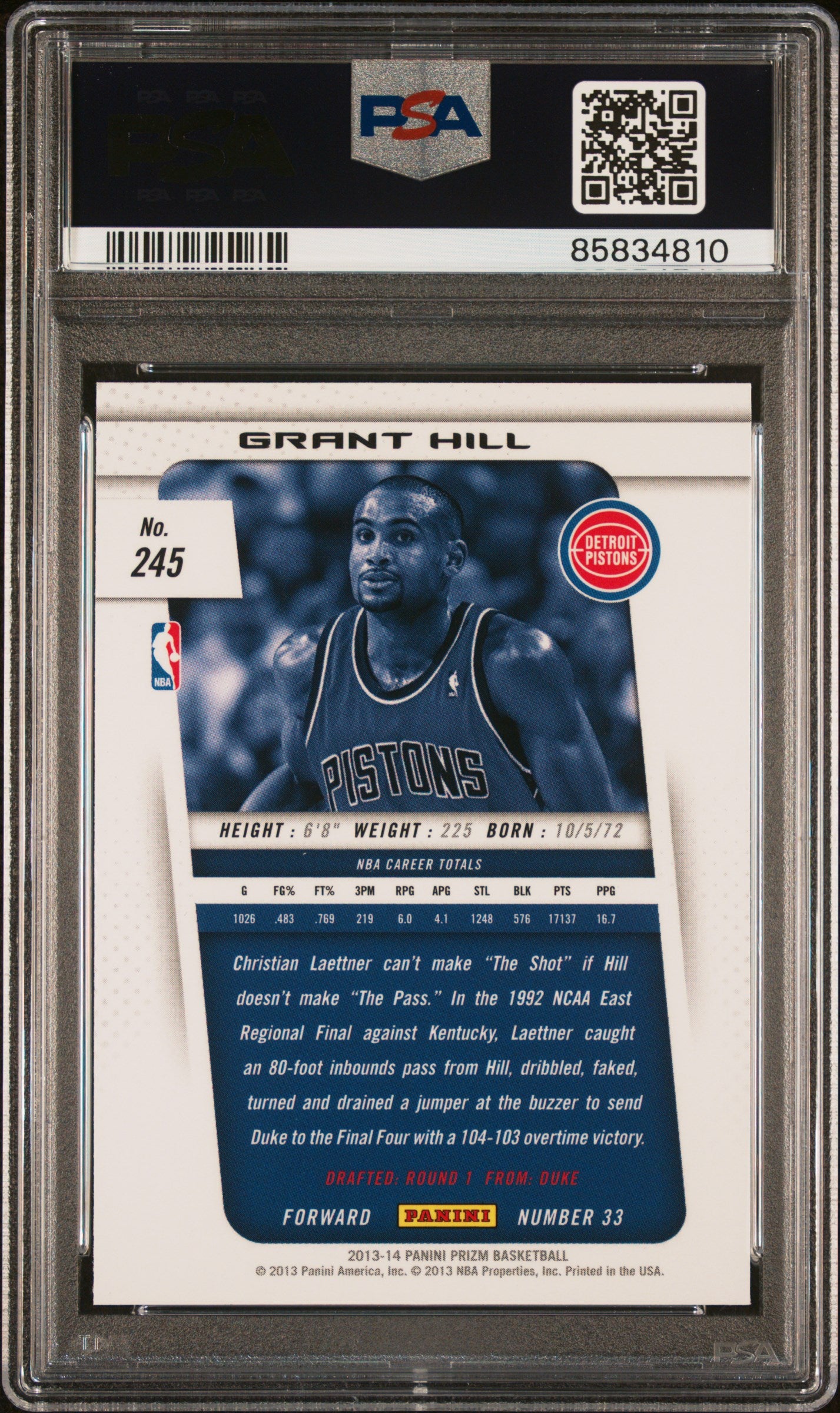 2013 Panini Prizm Grant Hill #245 PSA 10