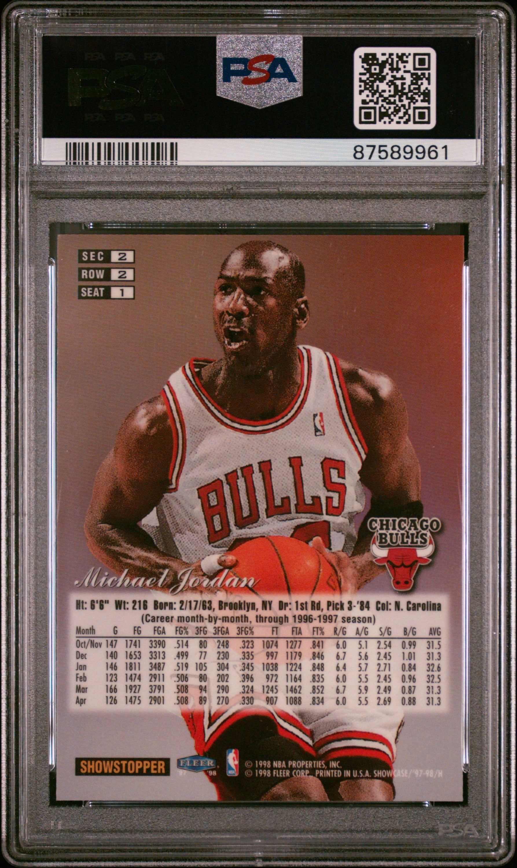 1997 Flair Showcase Michael Jordan #1 Row 2 PSA 8