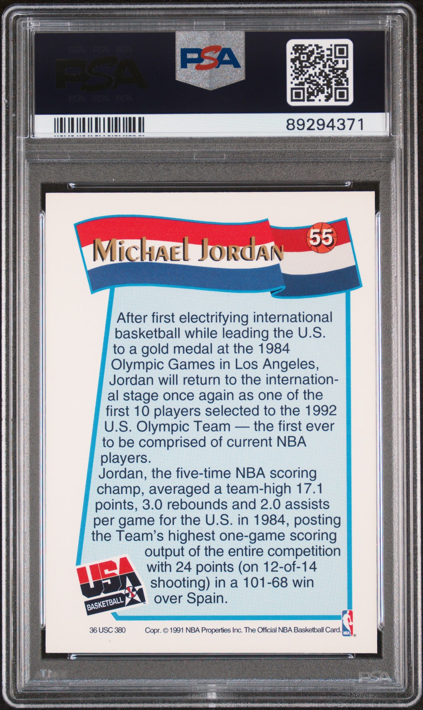 1991 Hoops McDonald’s #55 Michael Jordan USA Hof PSA 9