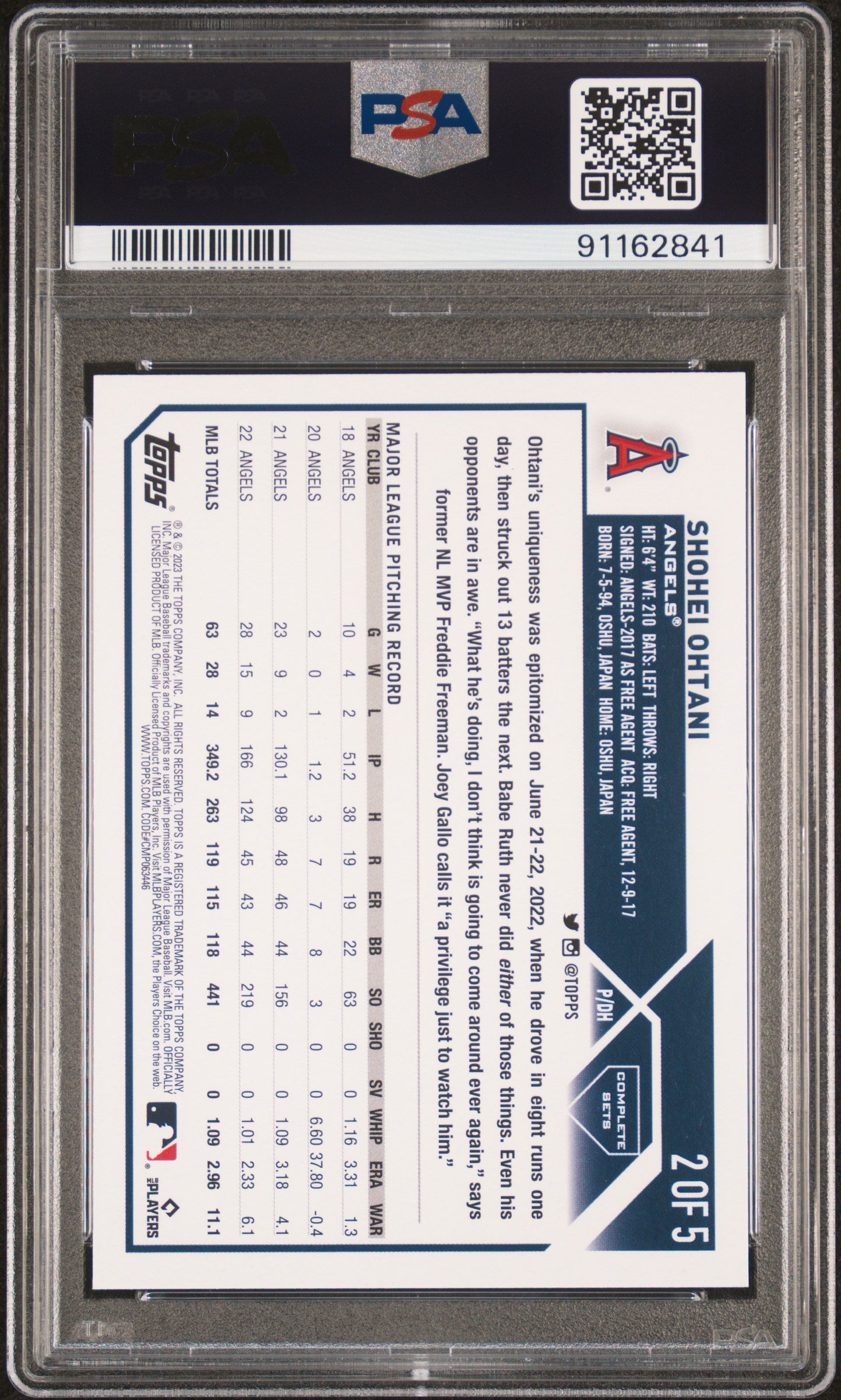 2023 Topps Complete Set All-Star Shohei Ohtani #2 PSA 10