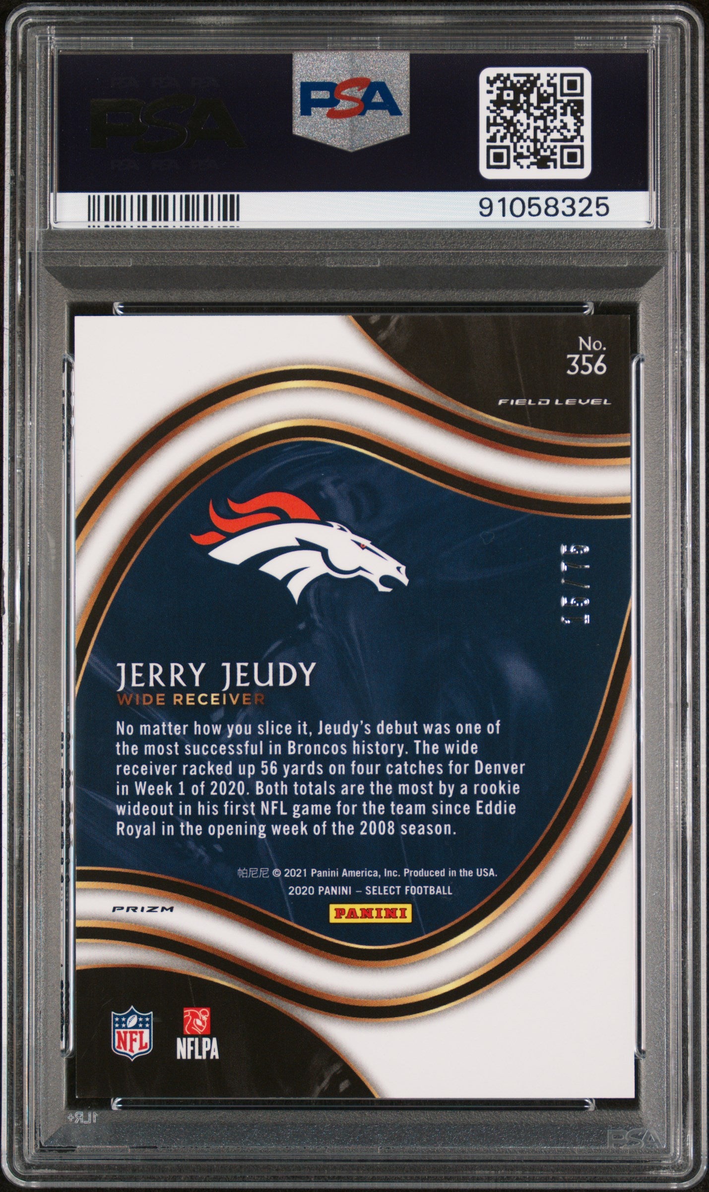 2020 Panini Select Jerry Jeudy #356 Tri Color Prizm PSA 10