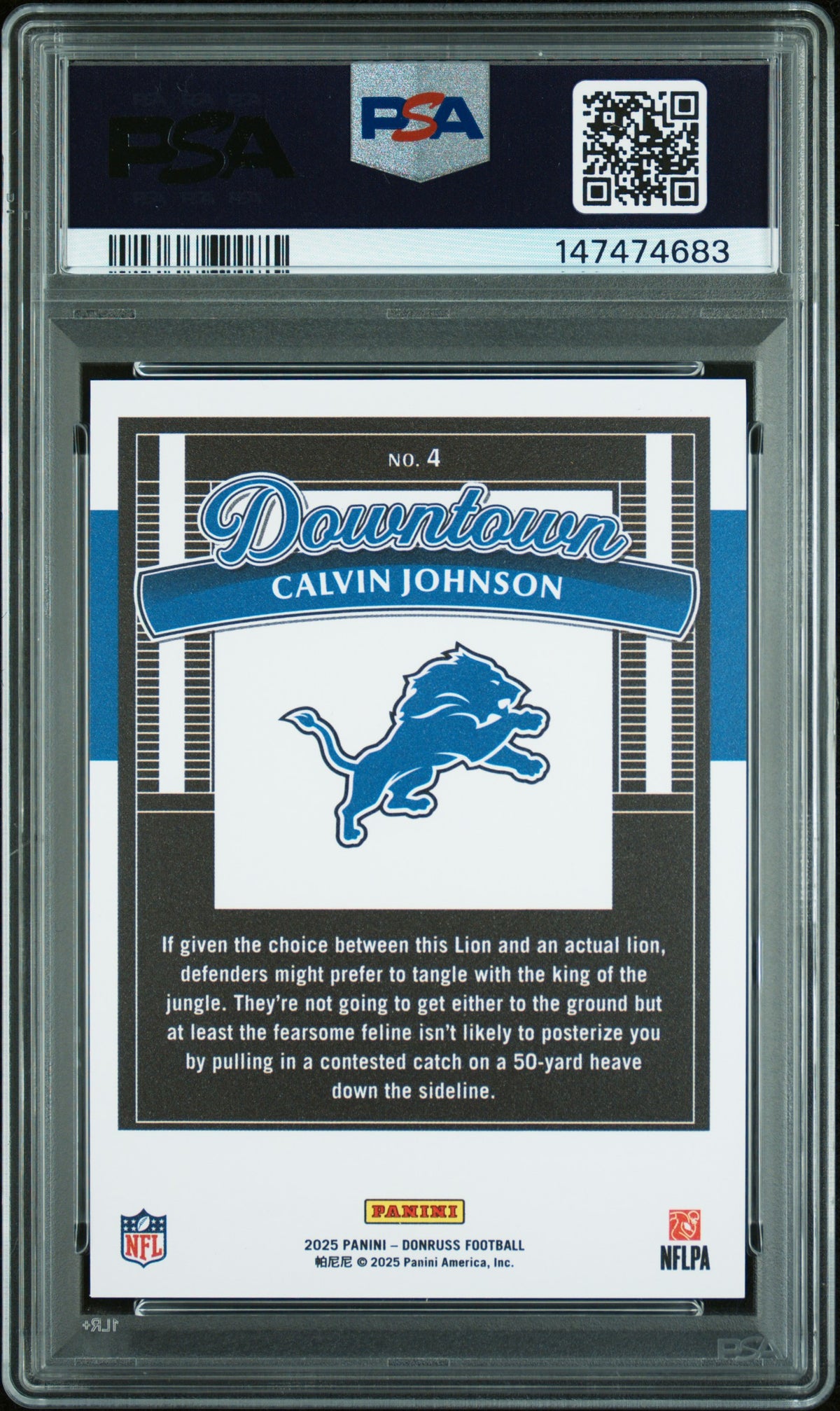 2025 Panini Donruss Downtown Football Calvin Johnson #4 PSA 10