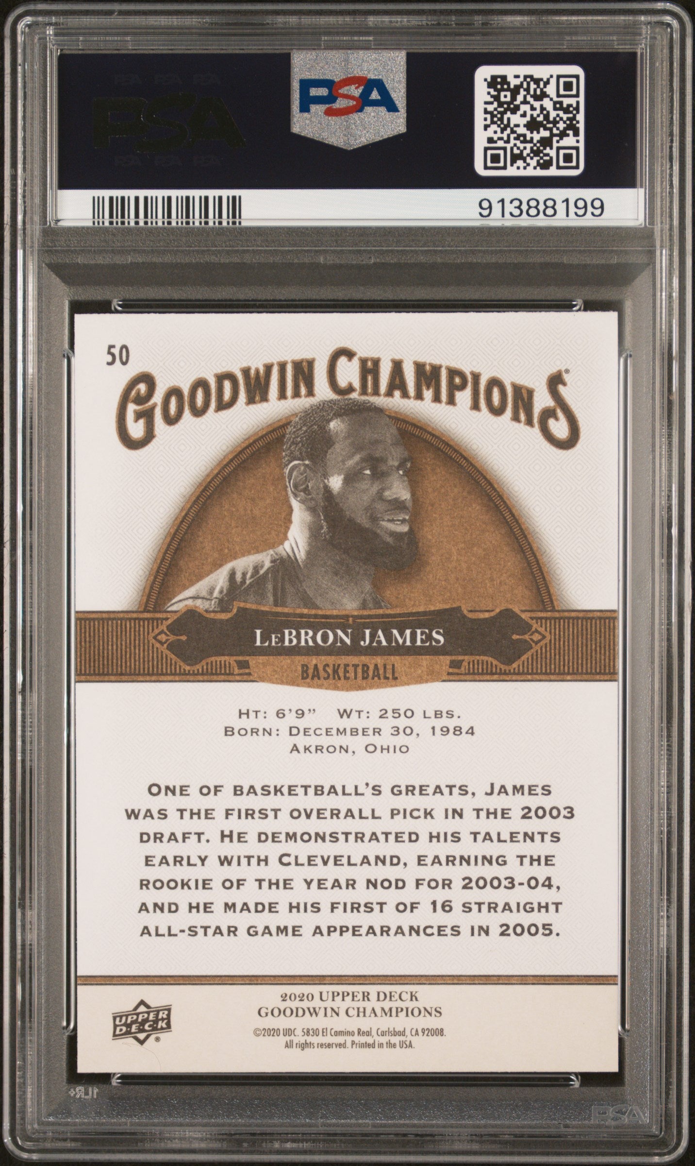 2020 Upper Deck Goodwin Champions #50 Lebron James PSA 10 ***