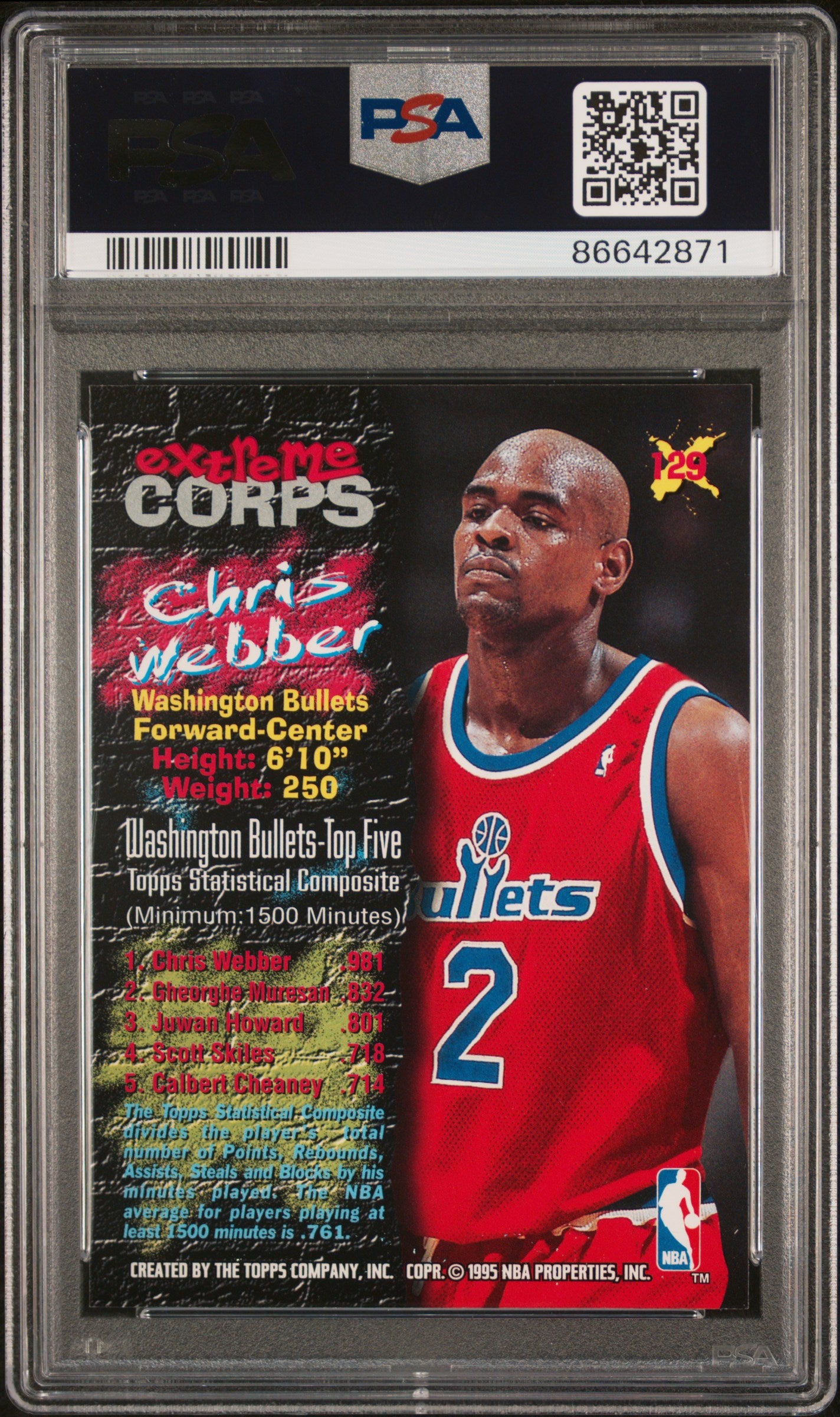 1995 Stadium Club Chris Webber #129 PSA 10