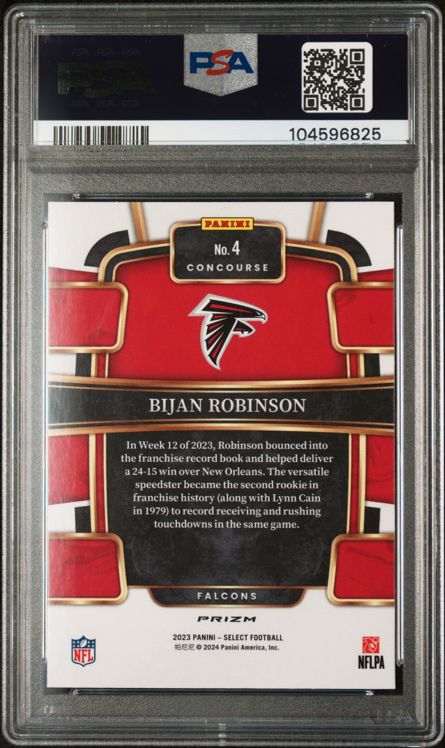 2023 Panini Select Bijan Robinson #4 Silver Prizm PSA 8