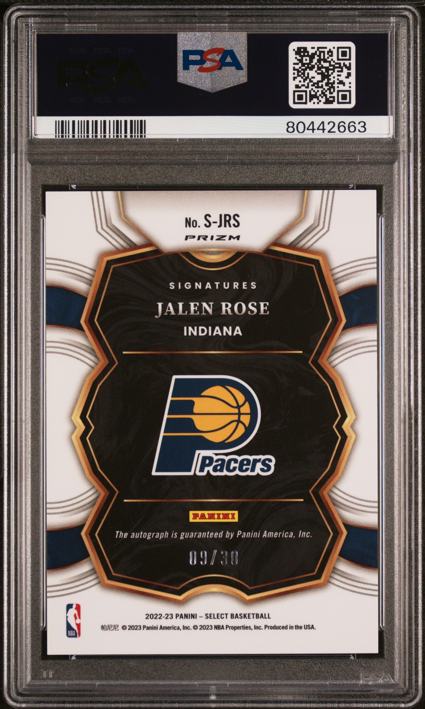 2022 Panini Select Signatures Jalen Rose #SJRS SIG Neon Orange Pulsar Fotl PSA 10