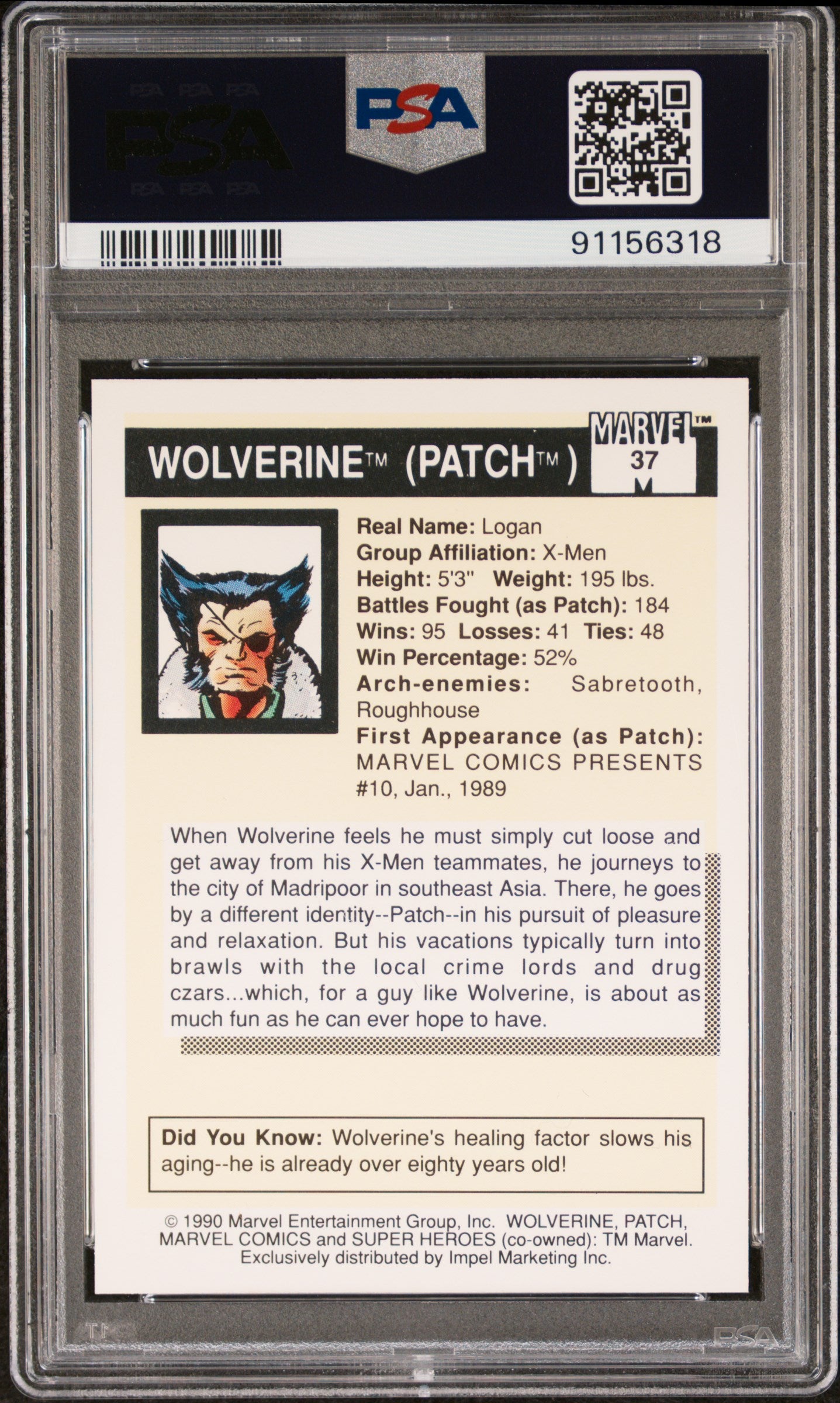 1990 Marvel Universe Wolverine #37 PSA 9