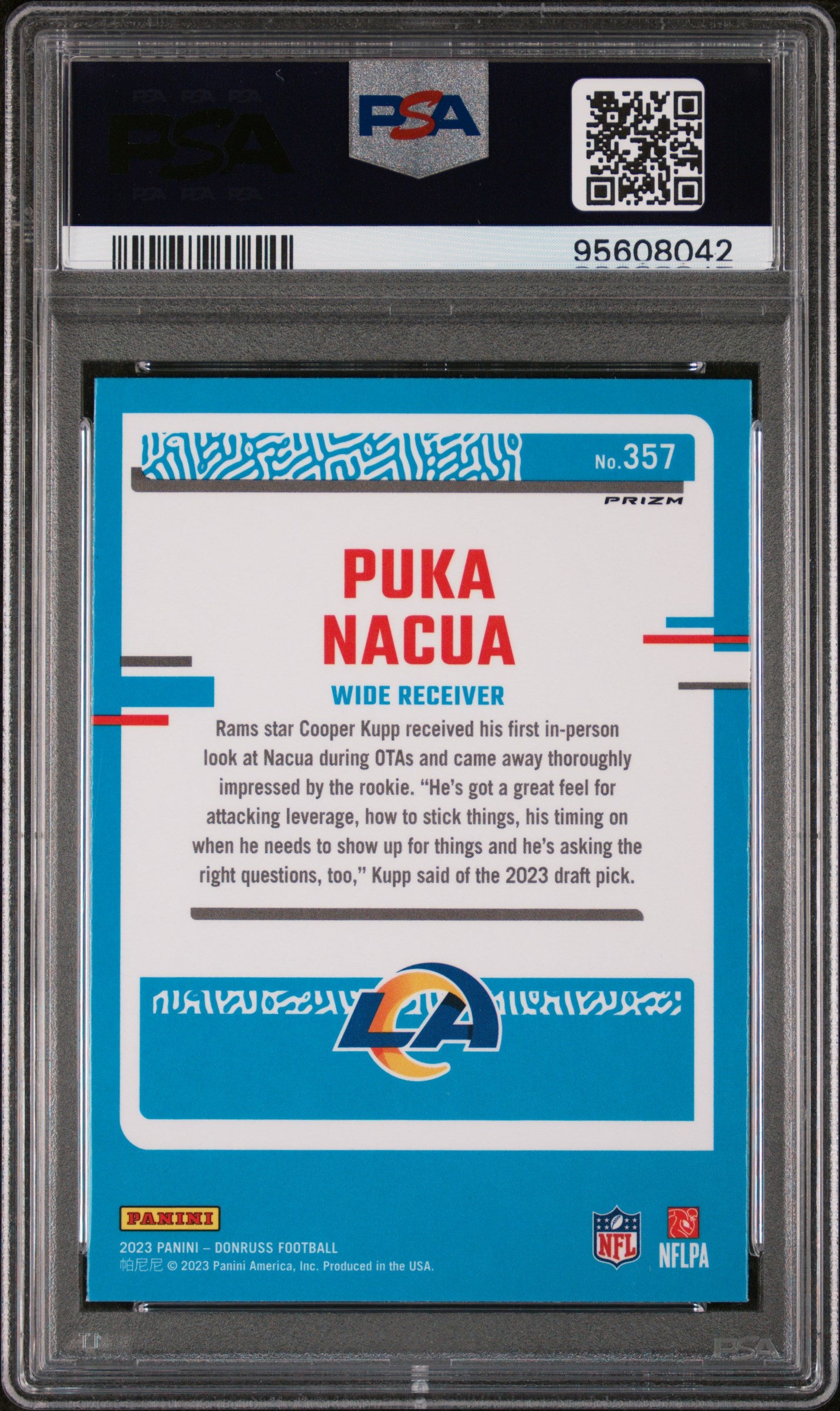 2023 Panini Donruss Puka Nacua #357 Optic Preview Pink PSA 9