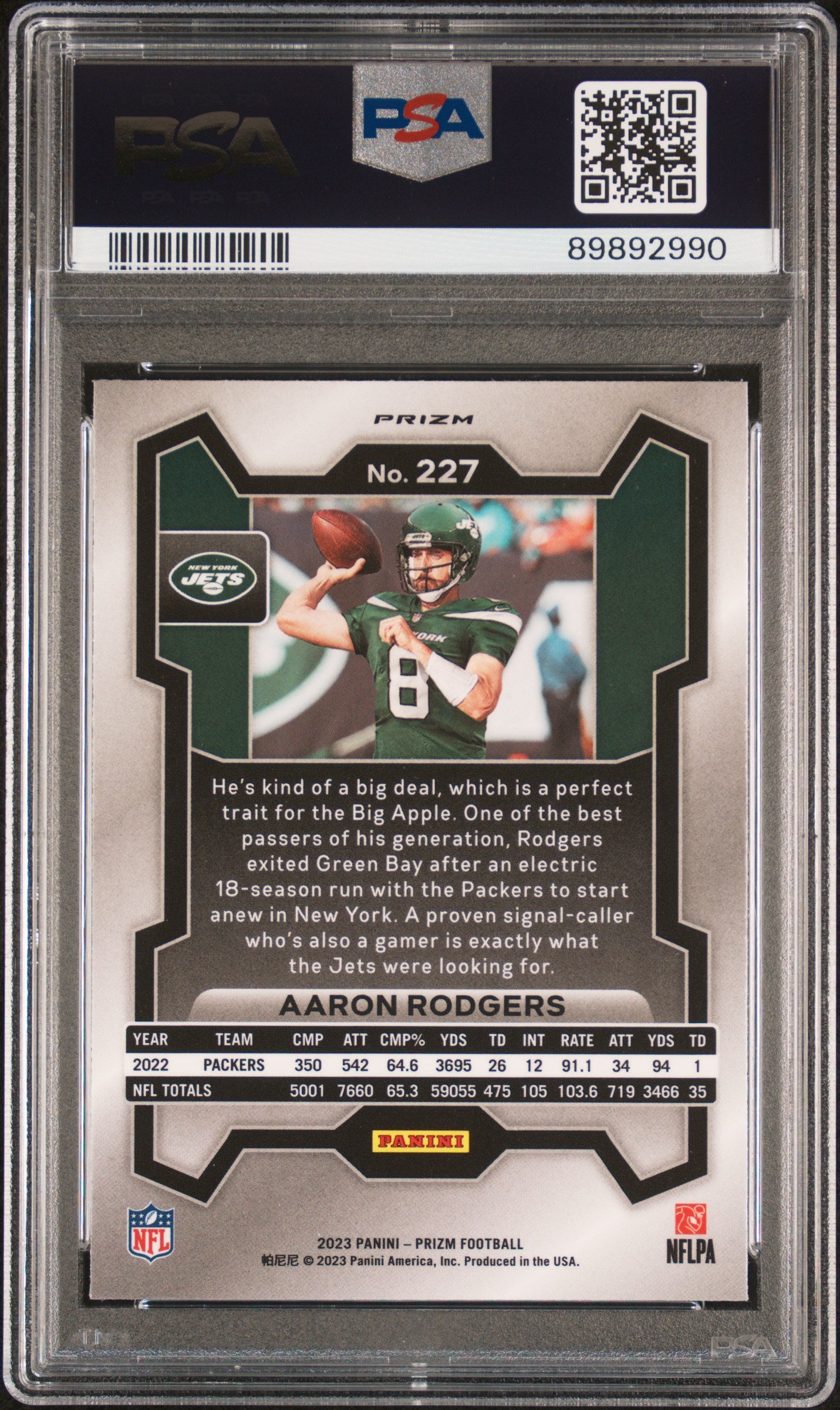 2023 Panini Prizm Aaron Rodgers #227 Green Prizm PSA 10