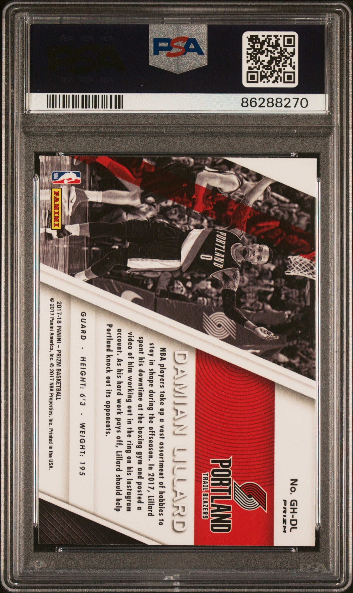 2017 Panini Prizm Get Hyped Damian Lillard #GH-DL Get Hyped Hyper Prizm PSA 10