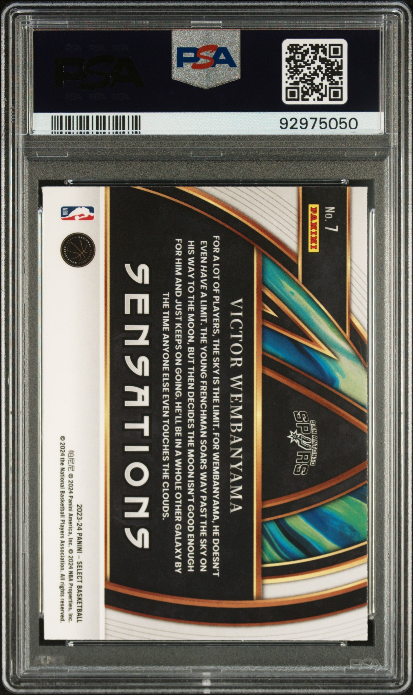 2023 Panini Select Sensations Victor Wembanyama #7 PSA 10