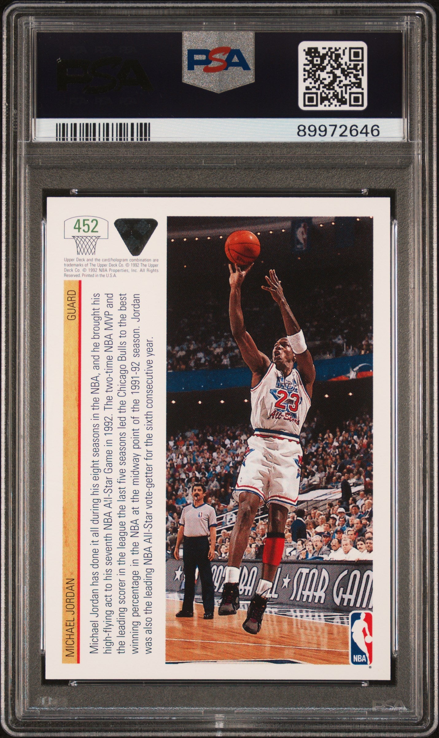 1991 Upper Deck #452 Michael Jordan Hof PSA 9