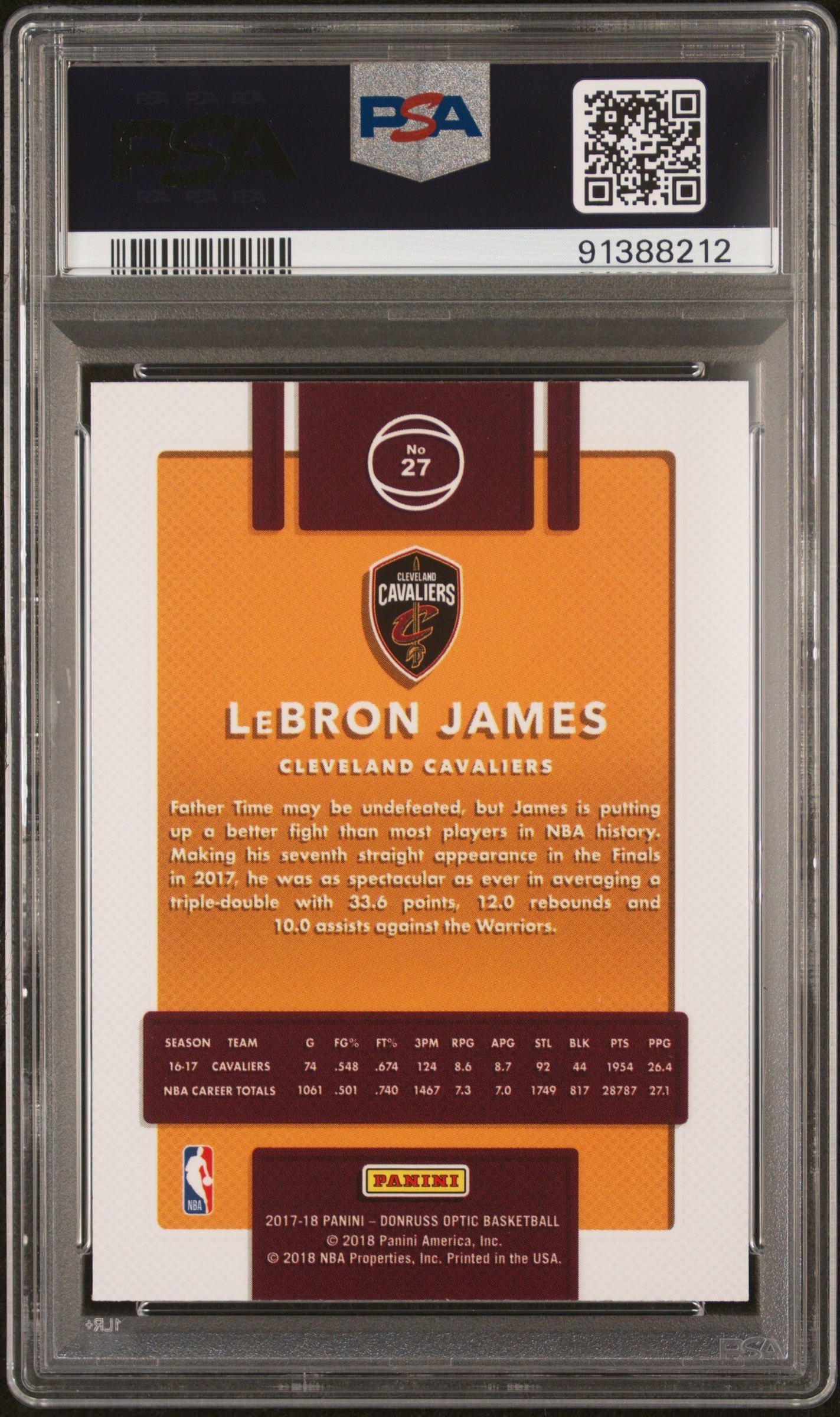 2017 Panini Donruss Optic #27 Lebron James Cavaliers PSA 10 ***