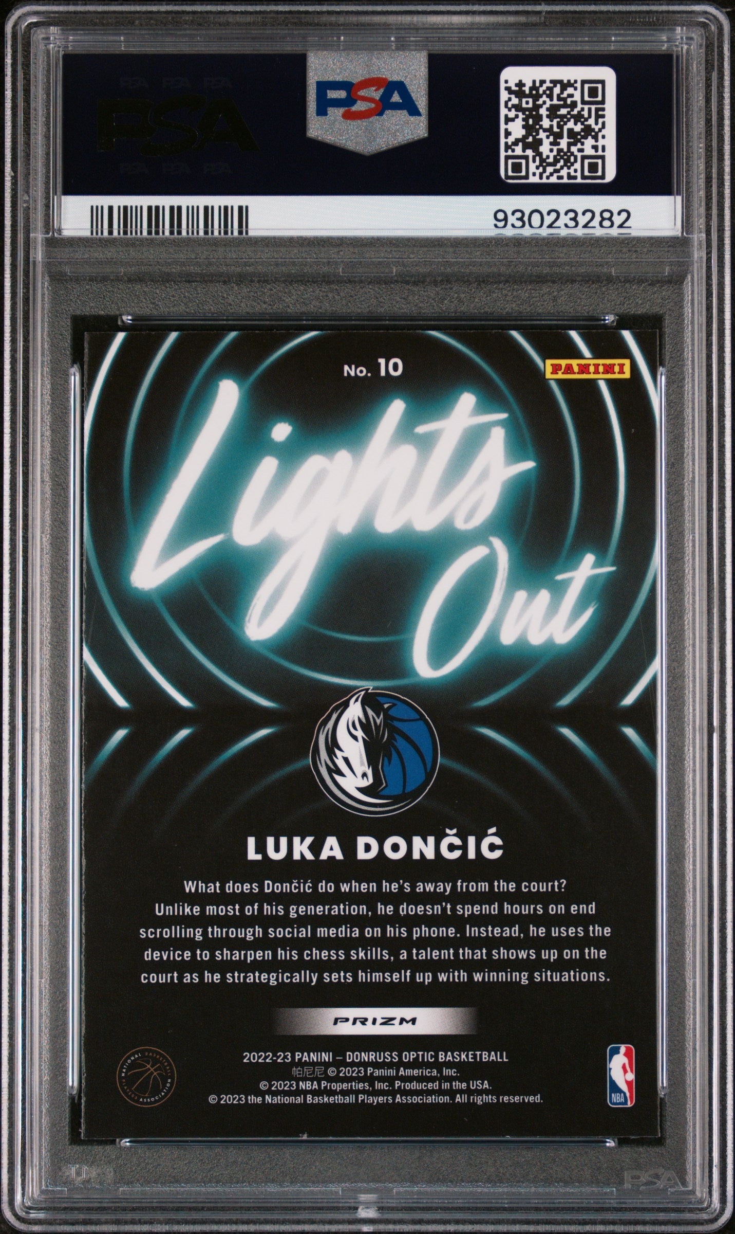 2022 Panini Donruss Optic Lights Out Luka Doncic #10 Lights Out Red Wave PSA 9