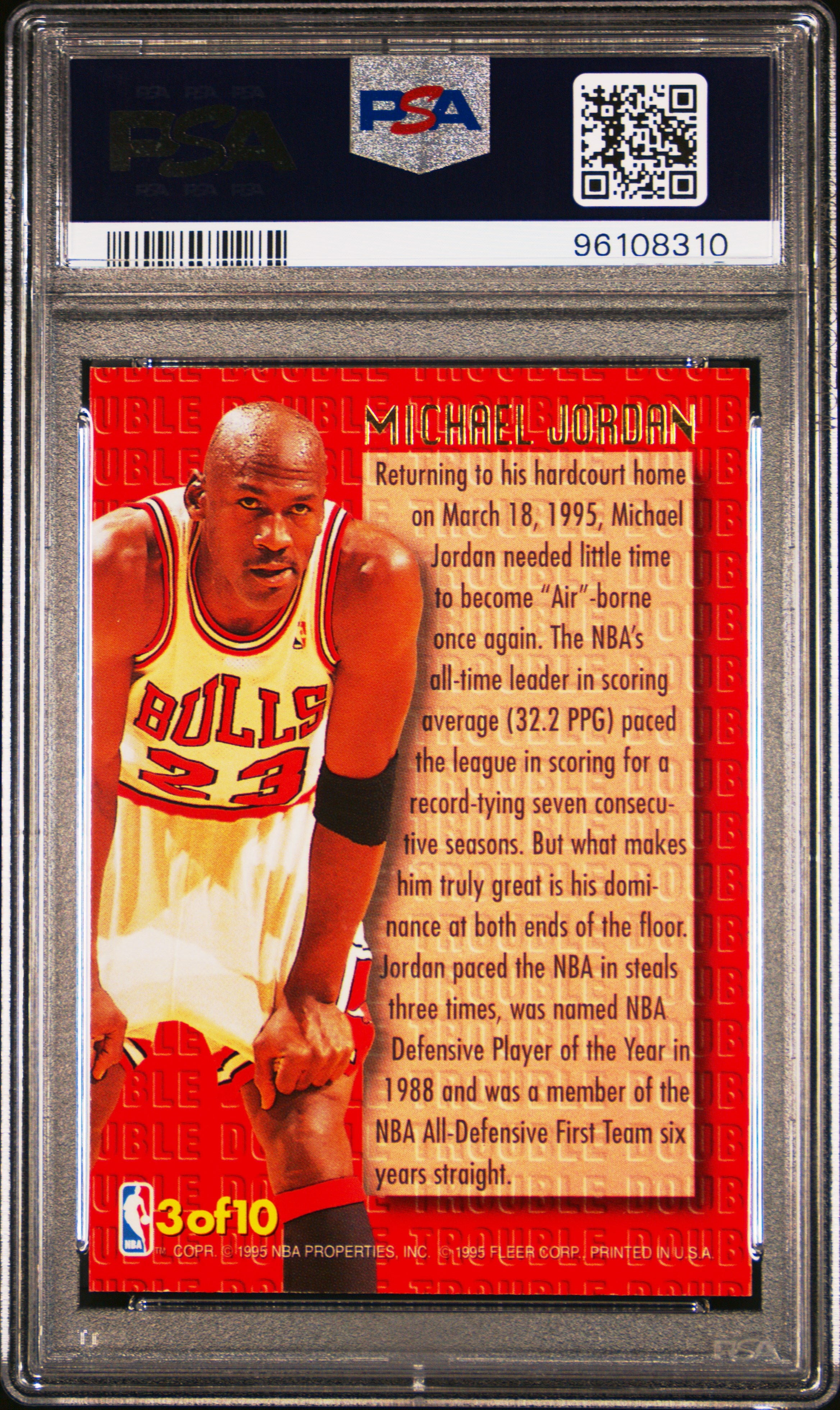 1995 Ultra Michael Jordan Double Trouble #3 Mint 9 ^