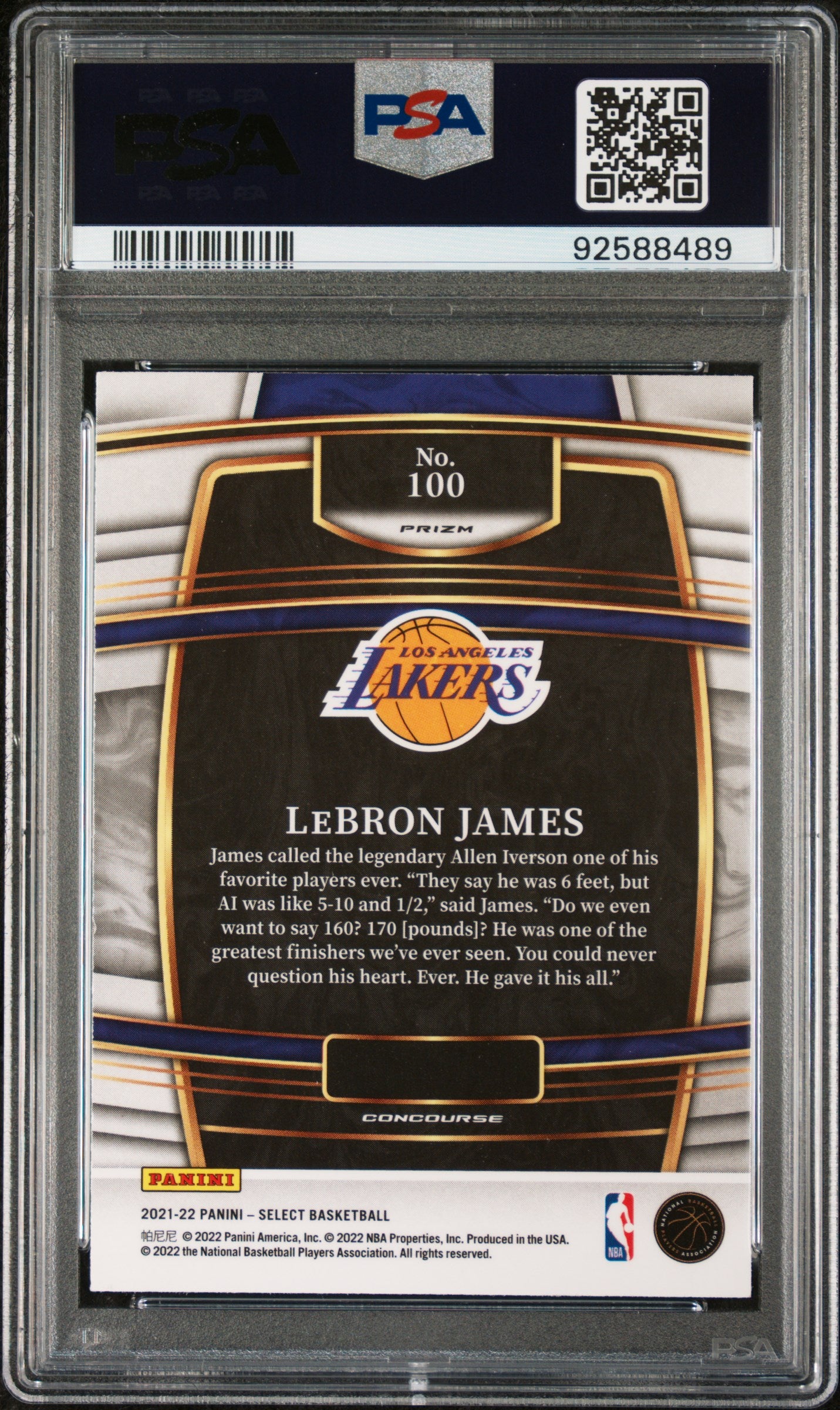 2021 Panini Select Orange Flash Prizm #100 Lebron James PSA 10