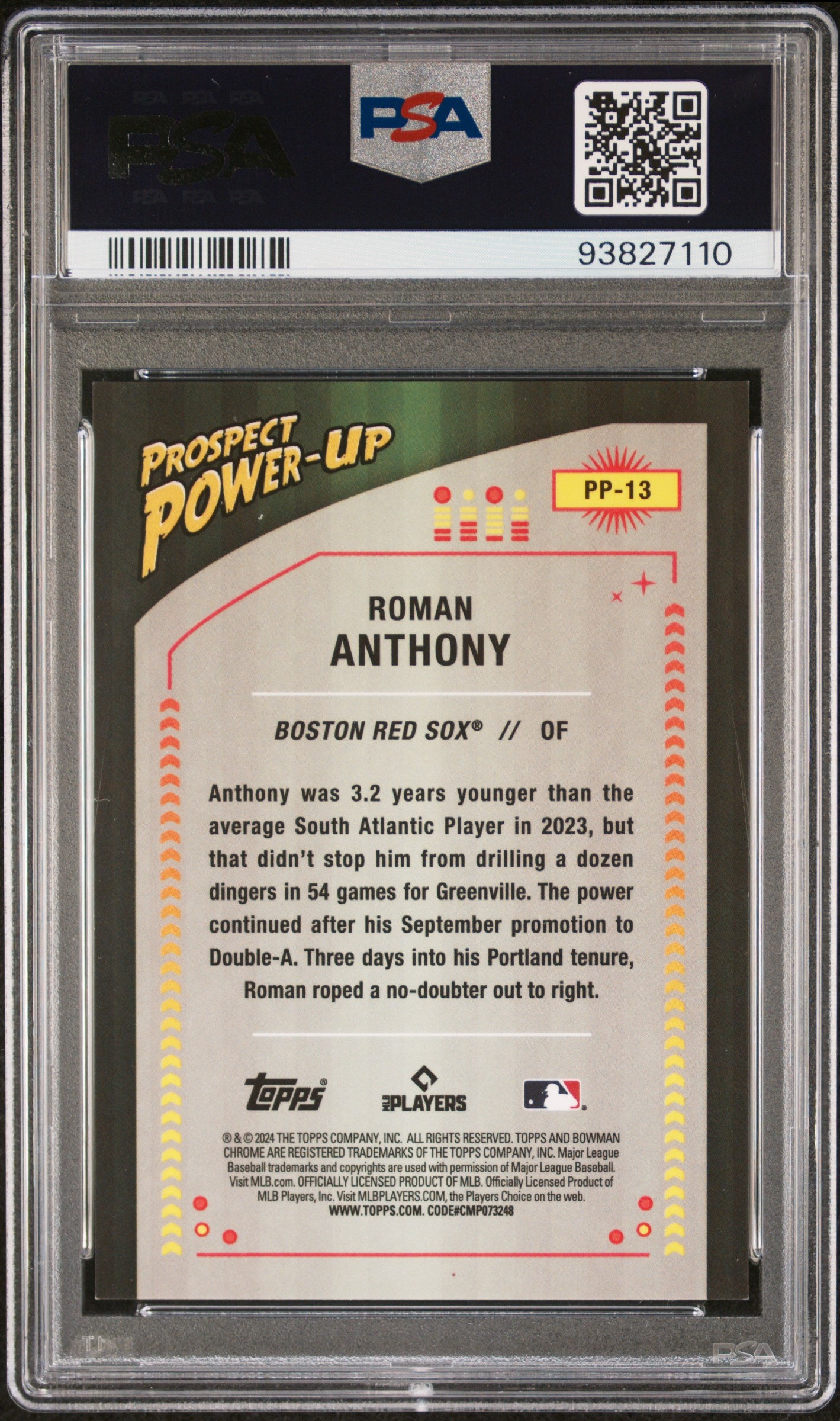 2024 Bowman Prospect Power-Up Roman Anthony #PP13 Prospect Power Up Green PSA 9