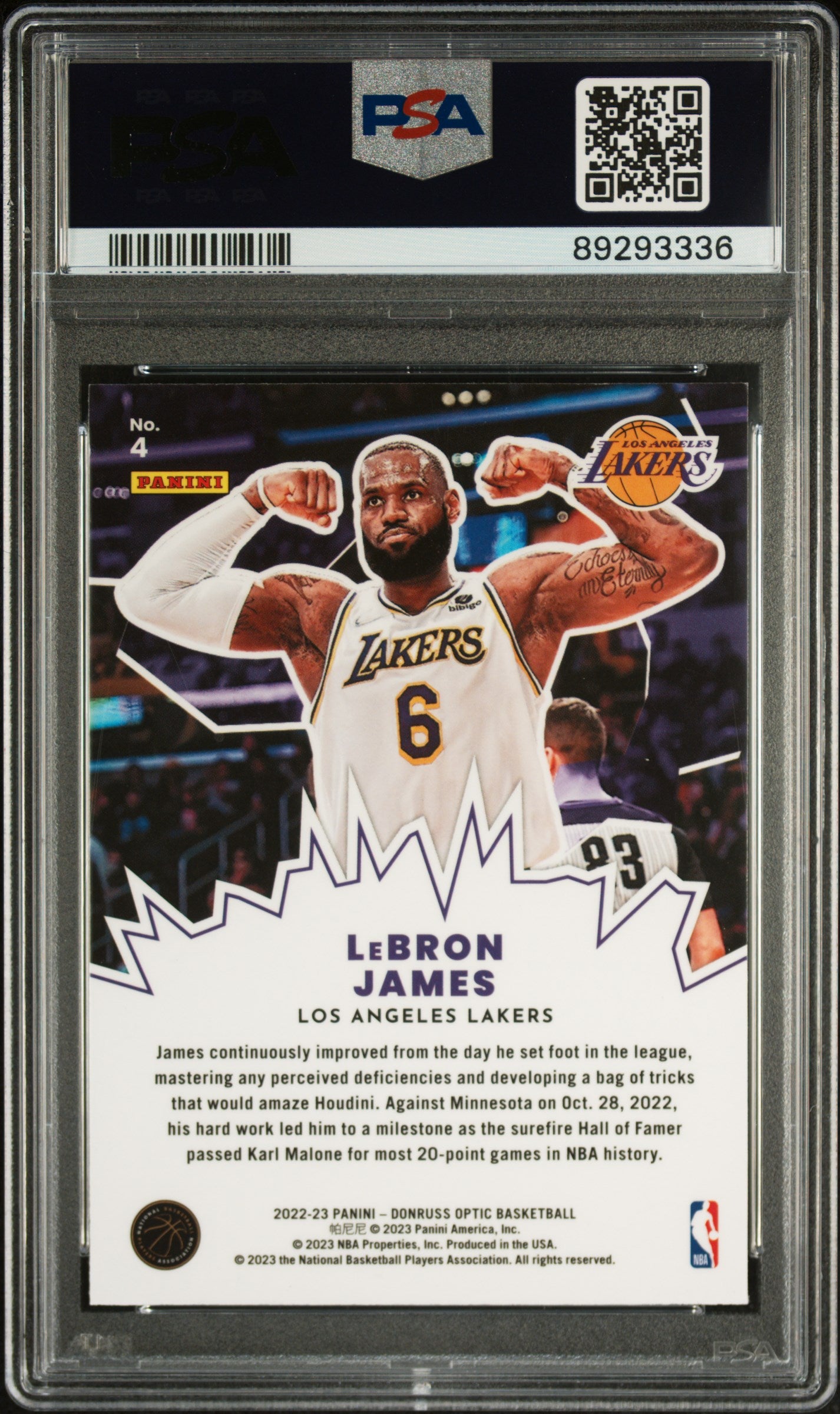 2022 Donruss Optic My House #4 Lebron James Lakers PSA 10 ***