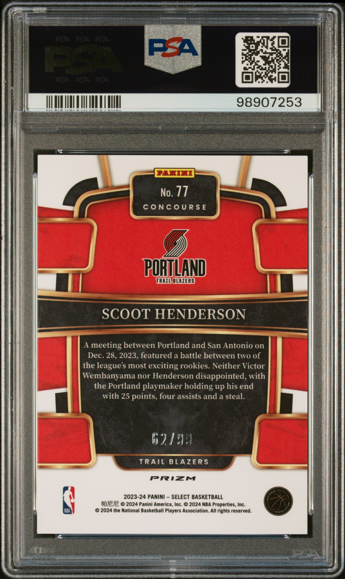 2023 Panini Select Scoot Henderson #77 Light Blue Disco PSA 10