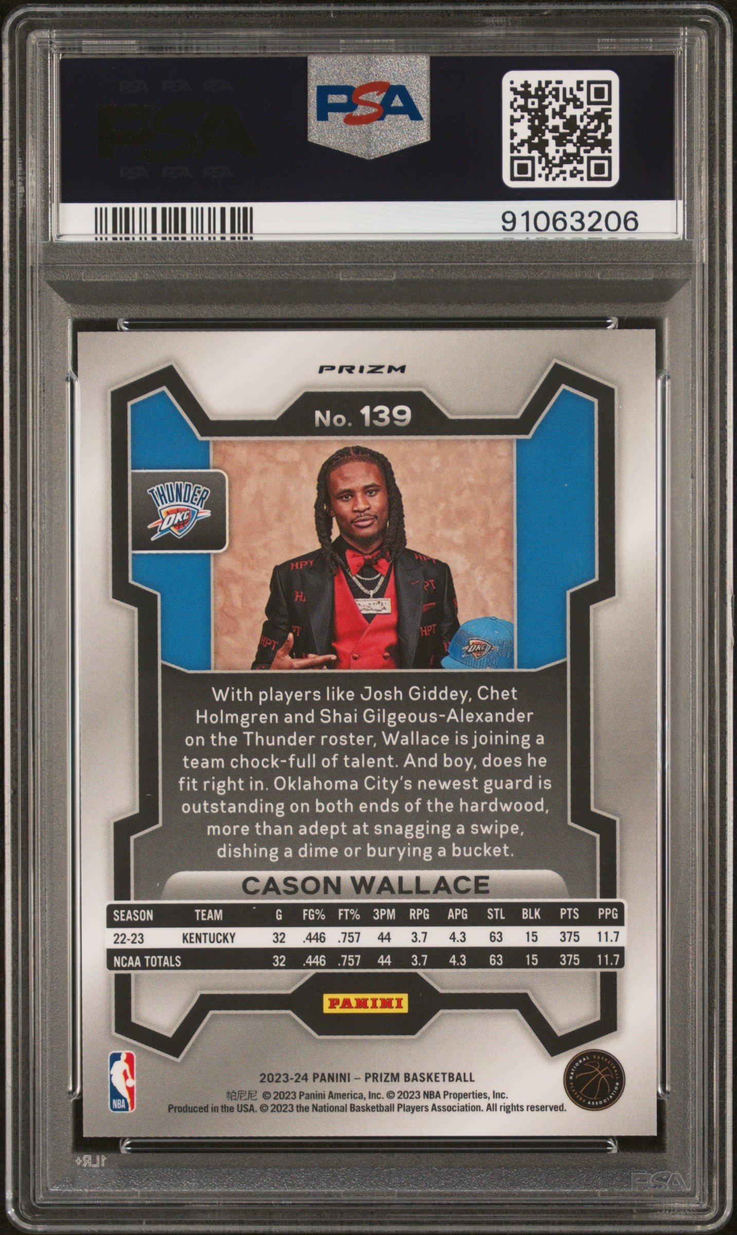 2023 Panini Prizm Cason Wallace #139 Variation Fast Break PSA 10