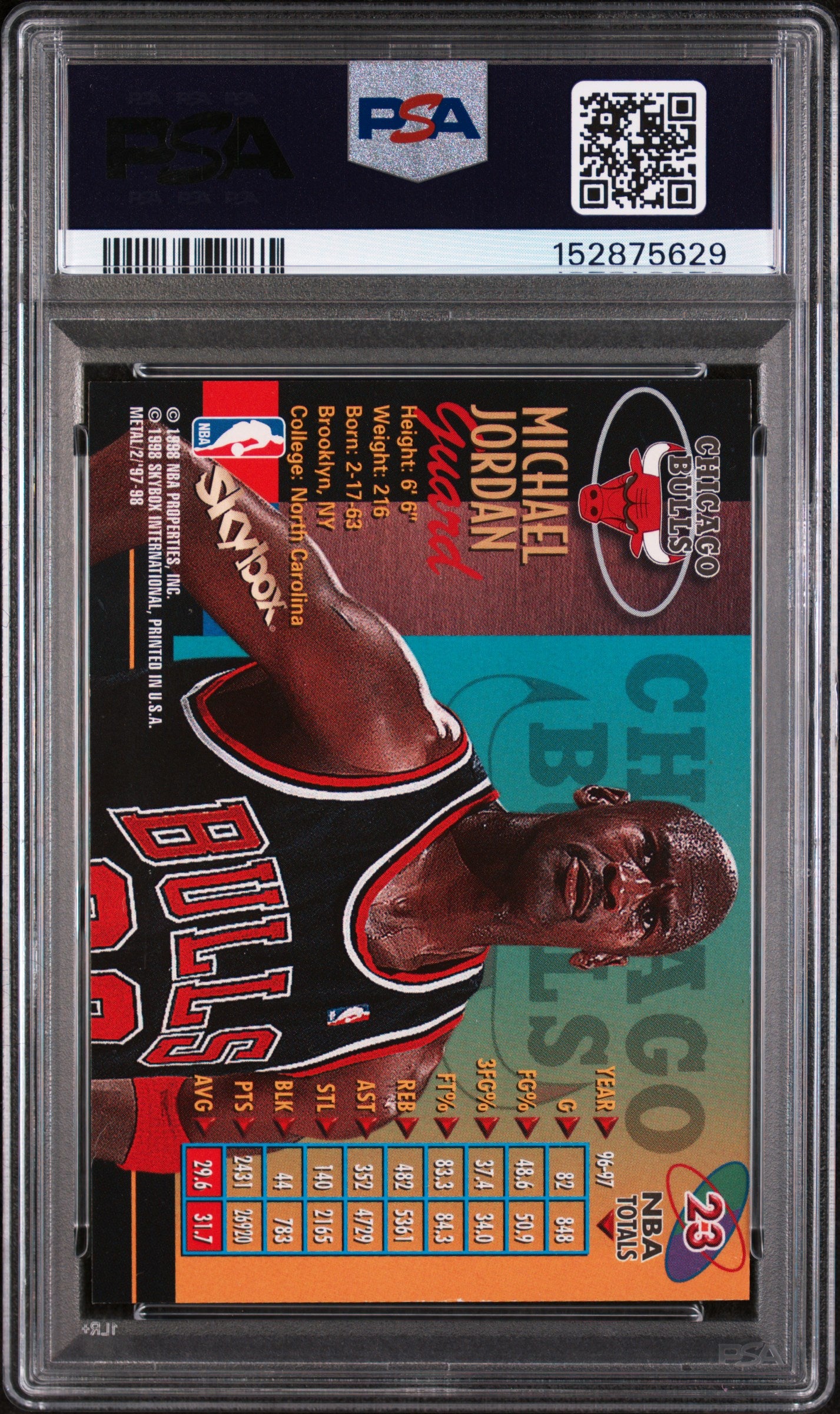 1997 Metal Universe Championship Basketball Michael Jordan #23 PSA 8