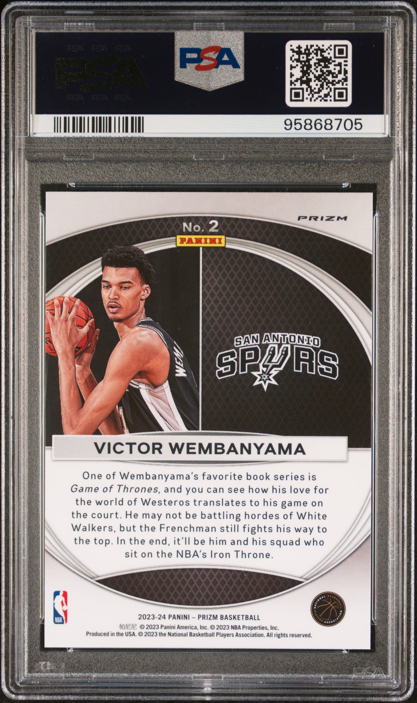 2023 Panini Prizm Global Reach Victor Wembanyama #2 Global Reach Silver Prizm PSA 9