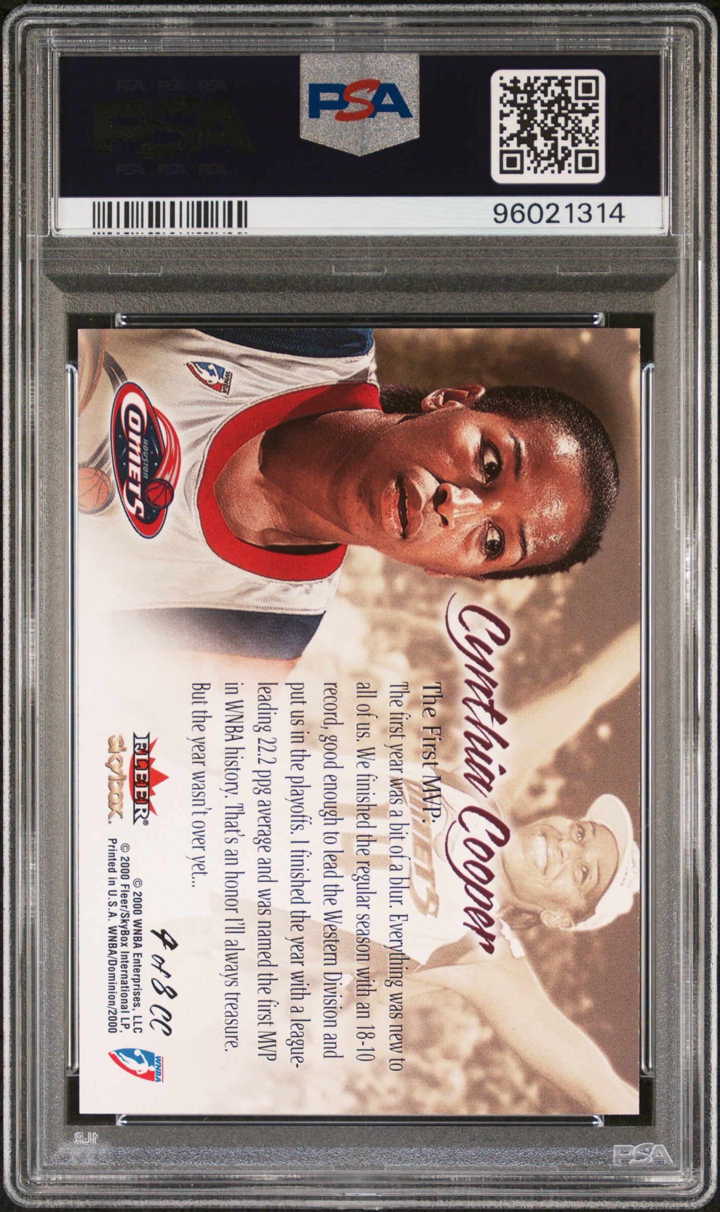 2000 Skybox Dominion WNBA Cynthia Cooper Collection Cynthia Cooper #4 Cooper Collection PSA 10