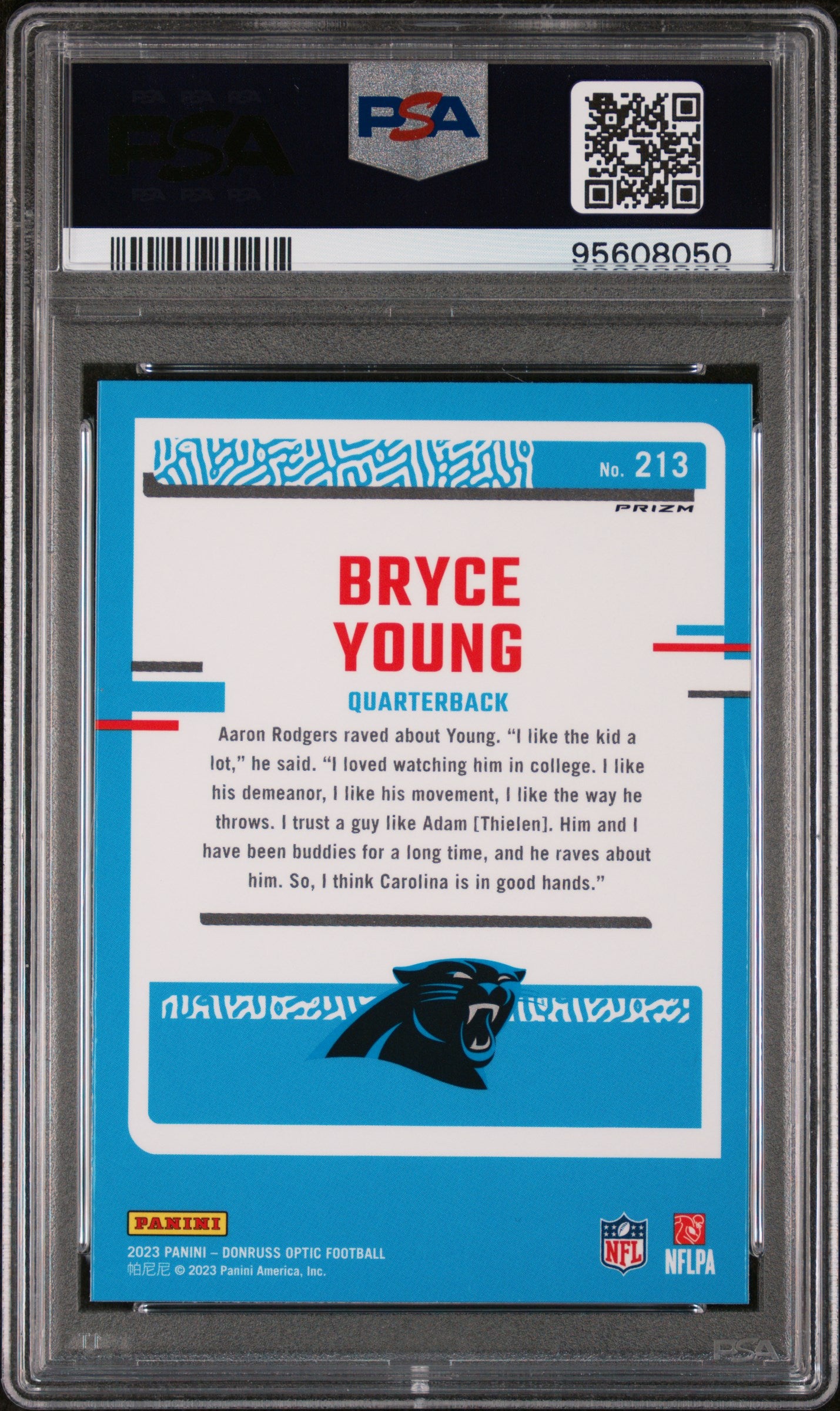 2023 Panini Donruss Optic Bryce Young #213 Blue Hyper PSA 9