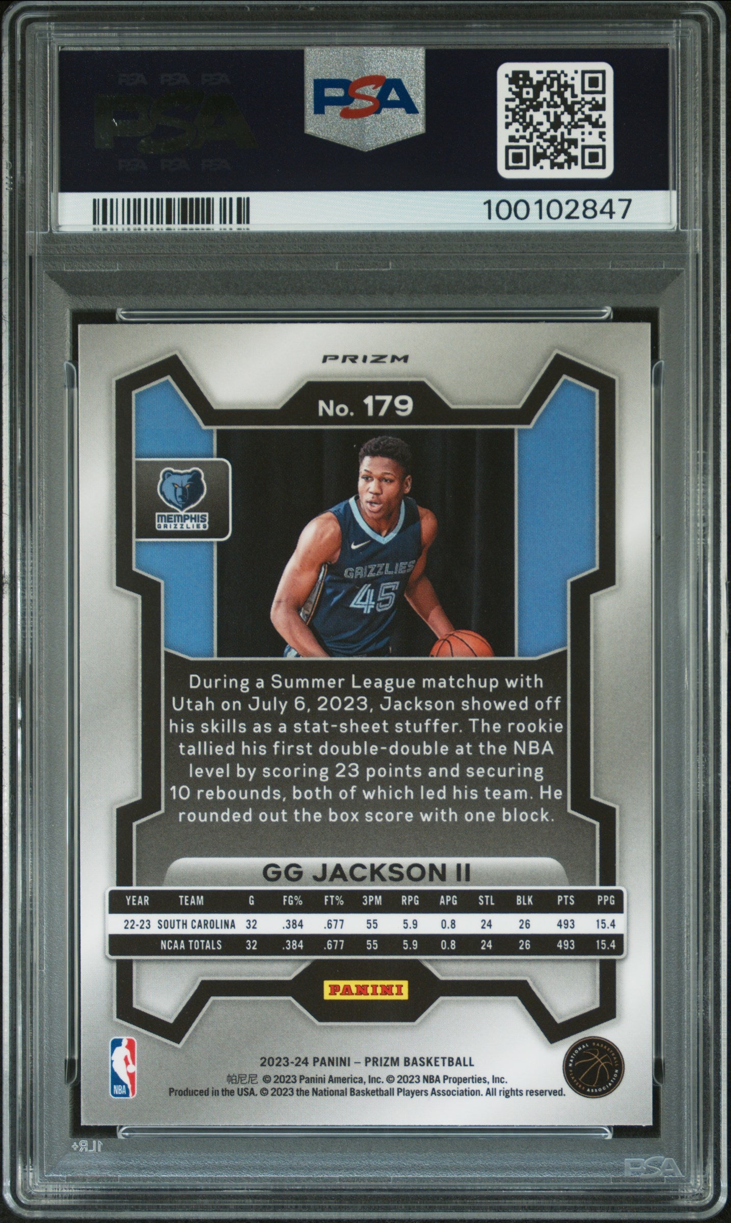 2023 Panini Prizm GG Jackson II #179 Silver PSA 10