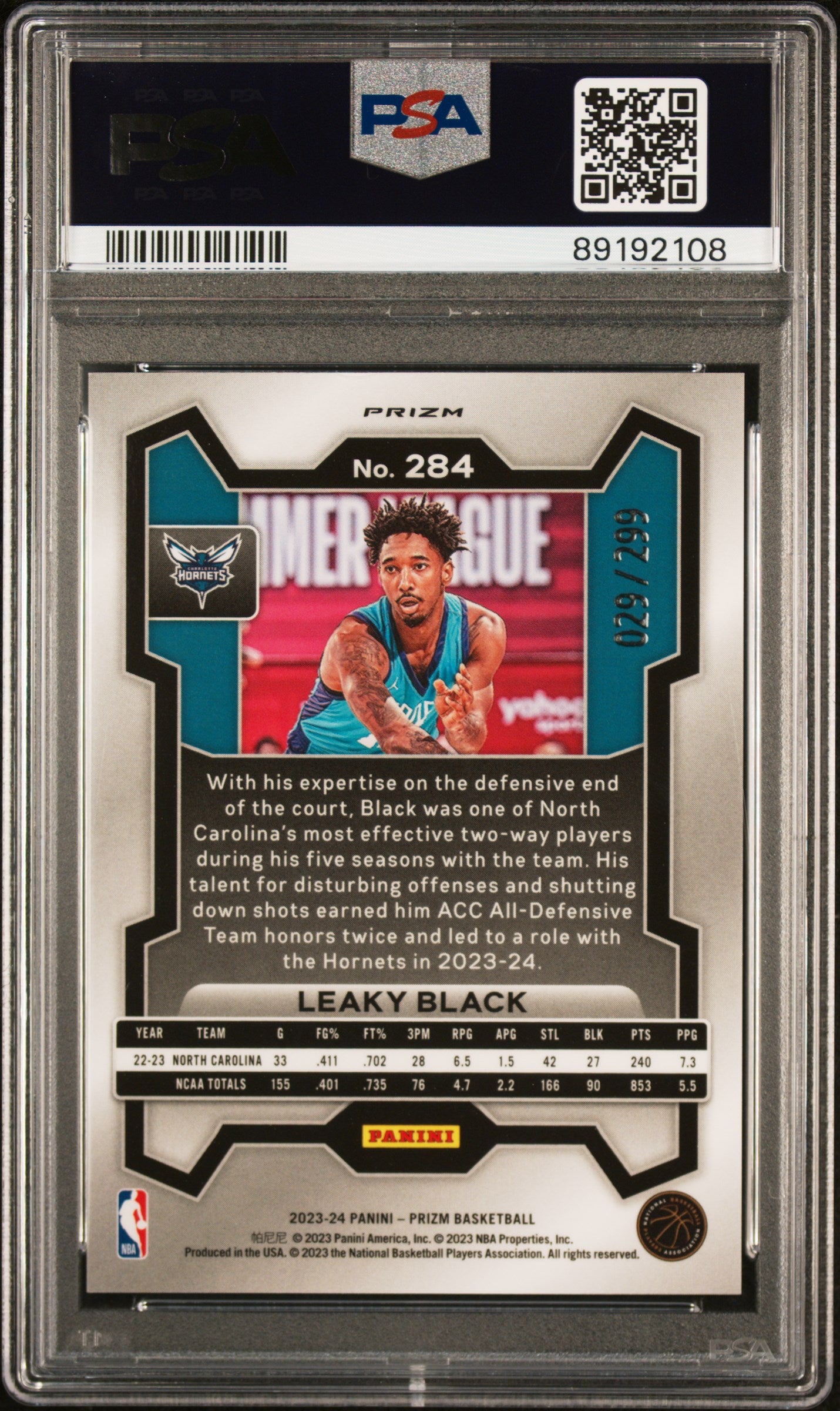 2023 Panini Prizm Leaky Black #284 Red Prizm PSA 10