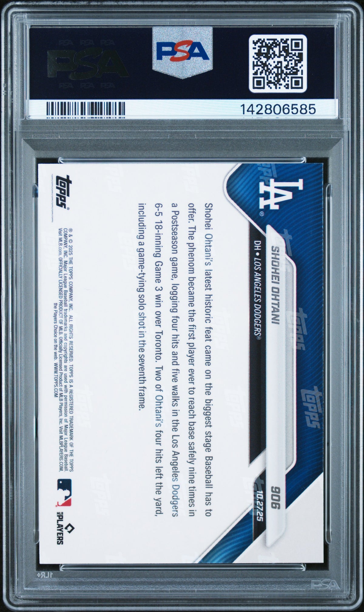 2025 Topps Now Baseball Shohei Ohtani #906 PSA 10