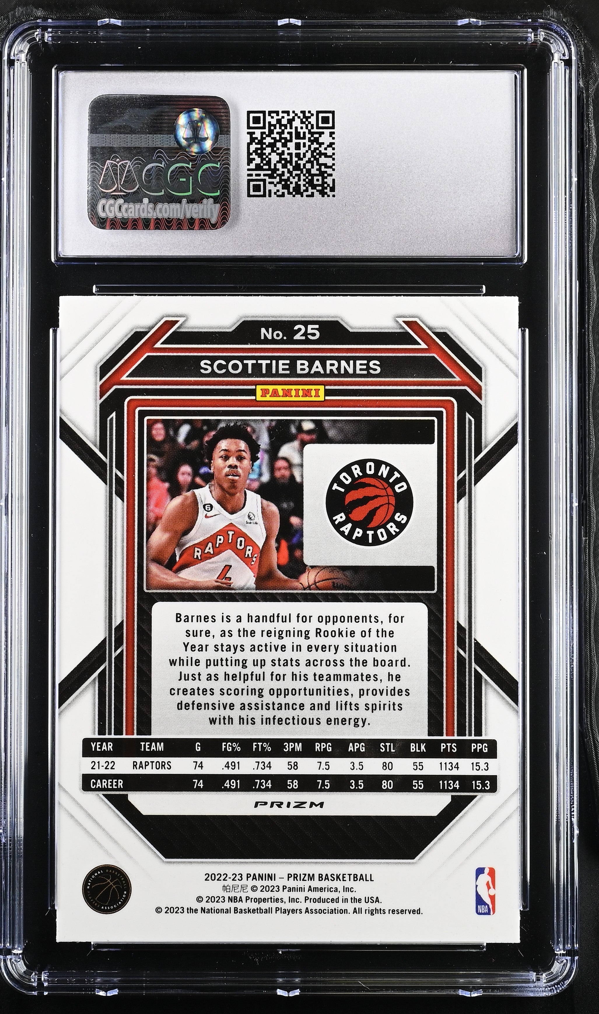 2022-23 Panini Prizm Scottie Barnes Red Ice #25 Mint+ 9.5 ^