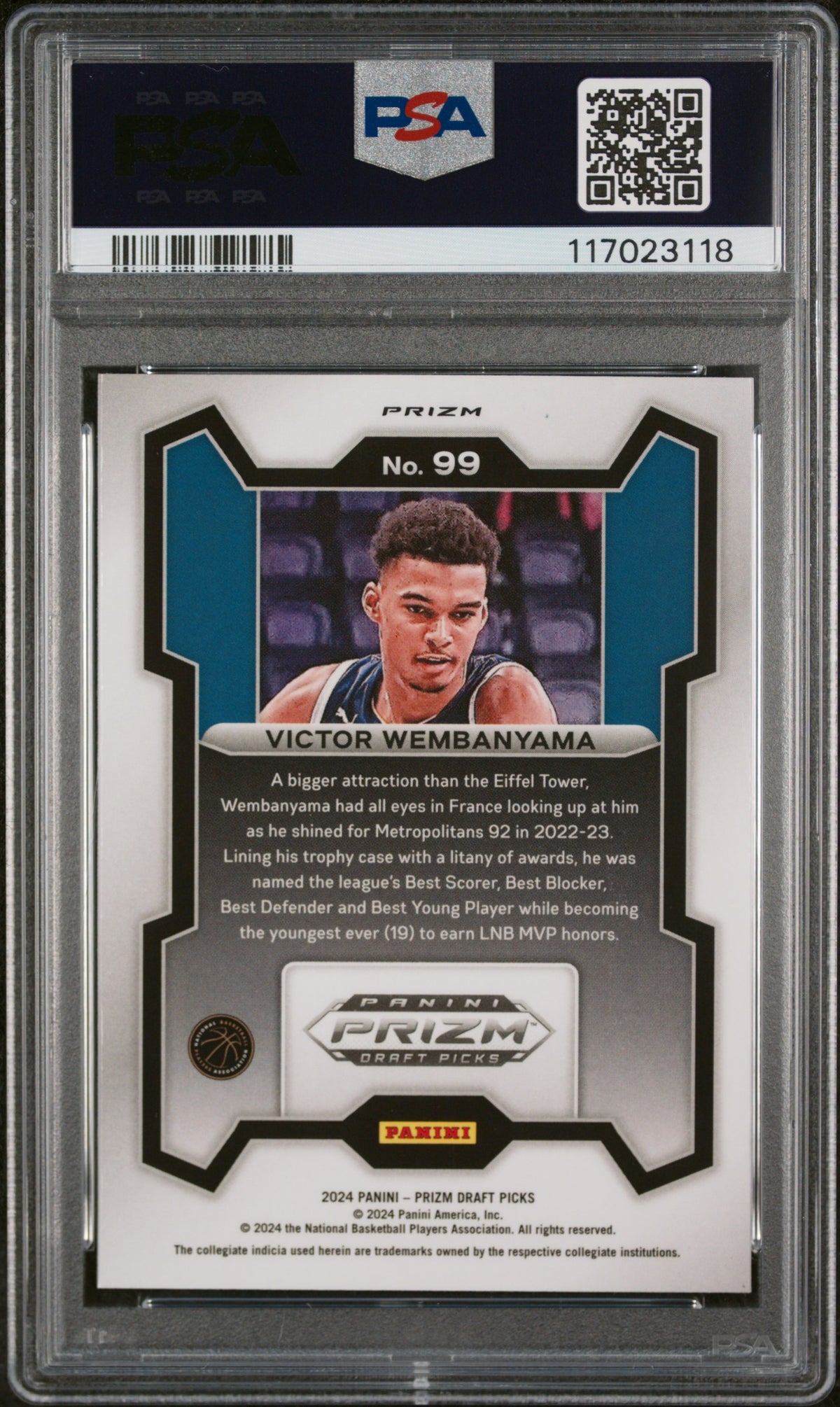 2024 Panini Prizm Draft Picks Basketball Victor Wembanyama #99 Purple Wave PSA 10