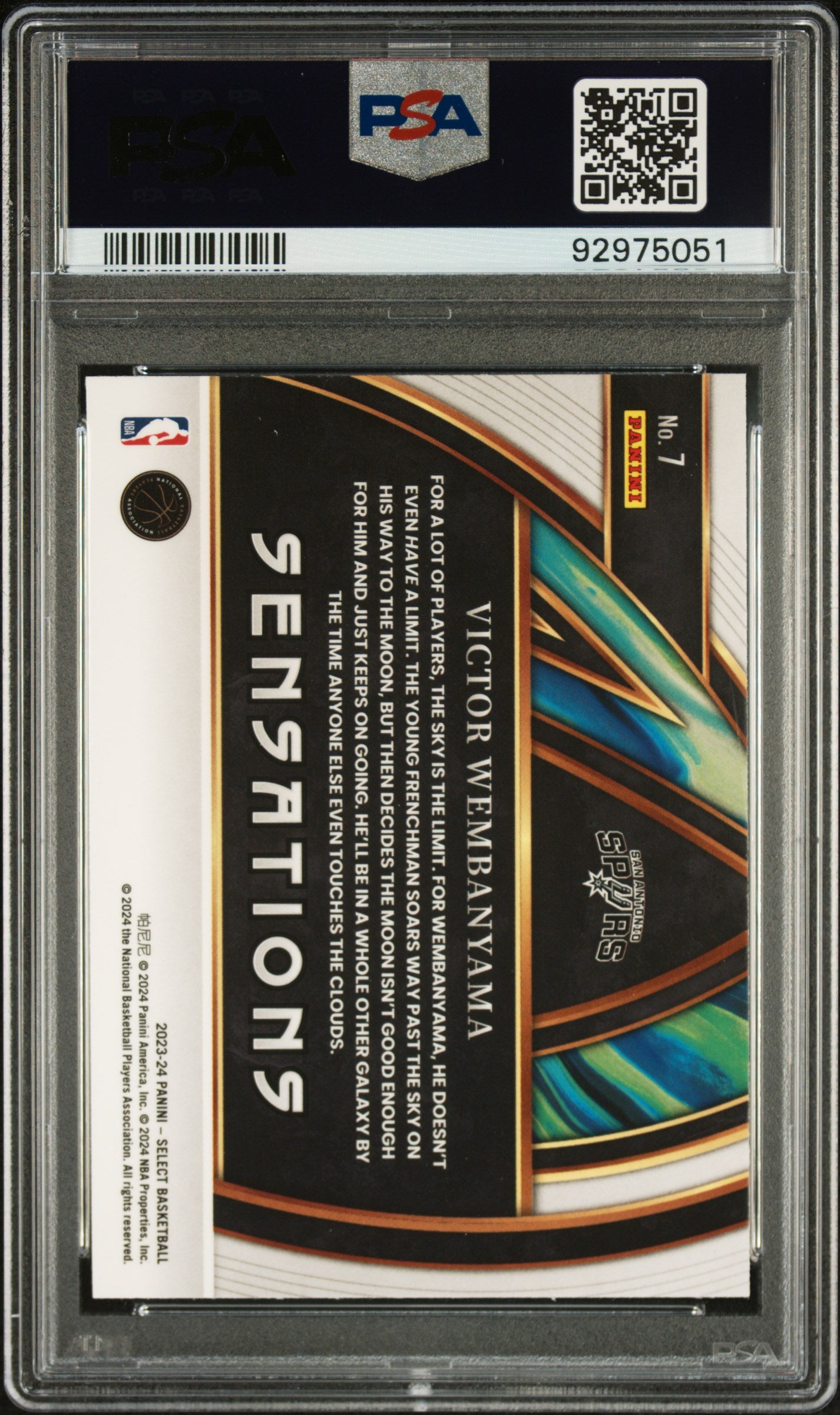 2023 Panini Select Sensations Victor Wembanyama #7 PSA 10