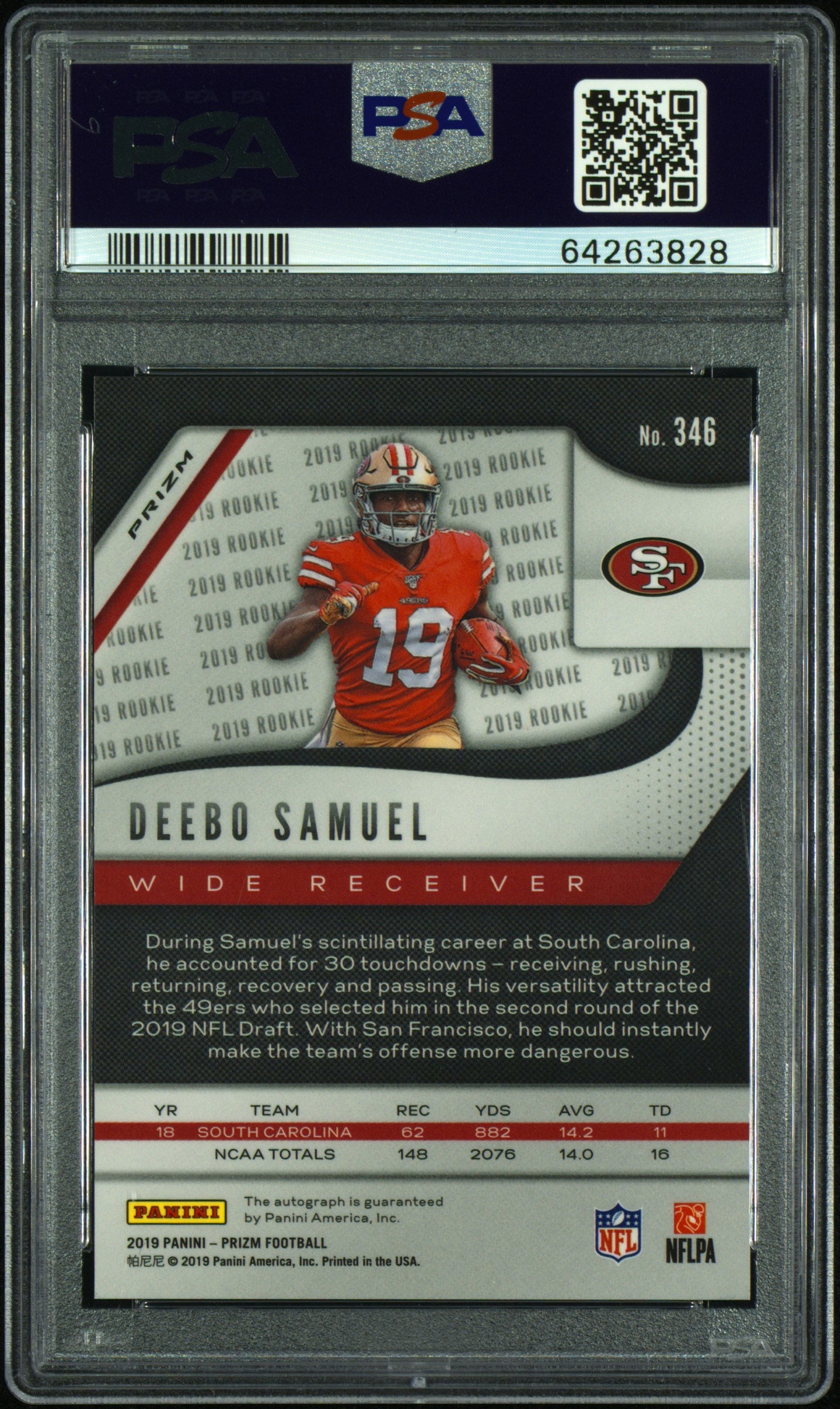 2019 Panini Prizm Deebo Samuel #346 Autograph PSA 10