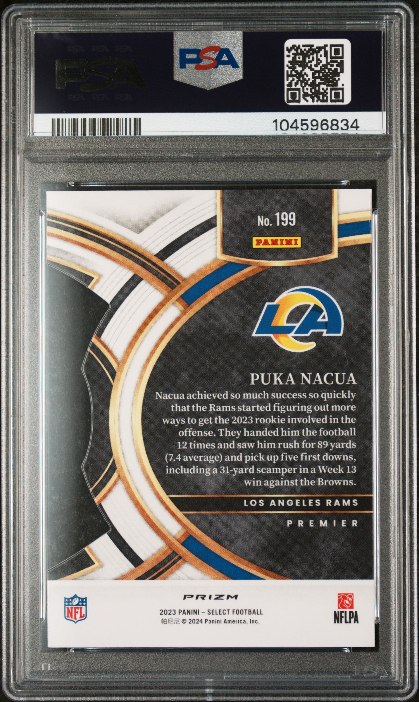 2023 Panini Select Puka Nacua #199 Die Cut Silver Prizm PSA 9