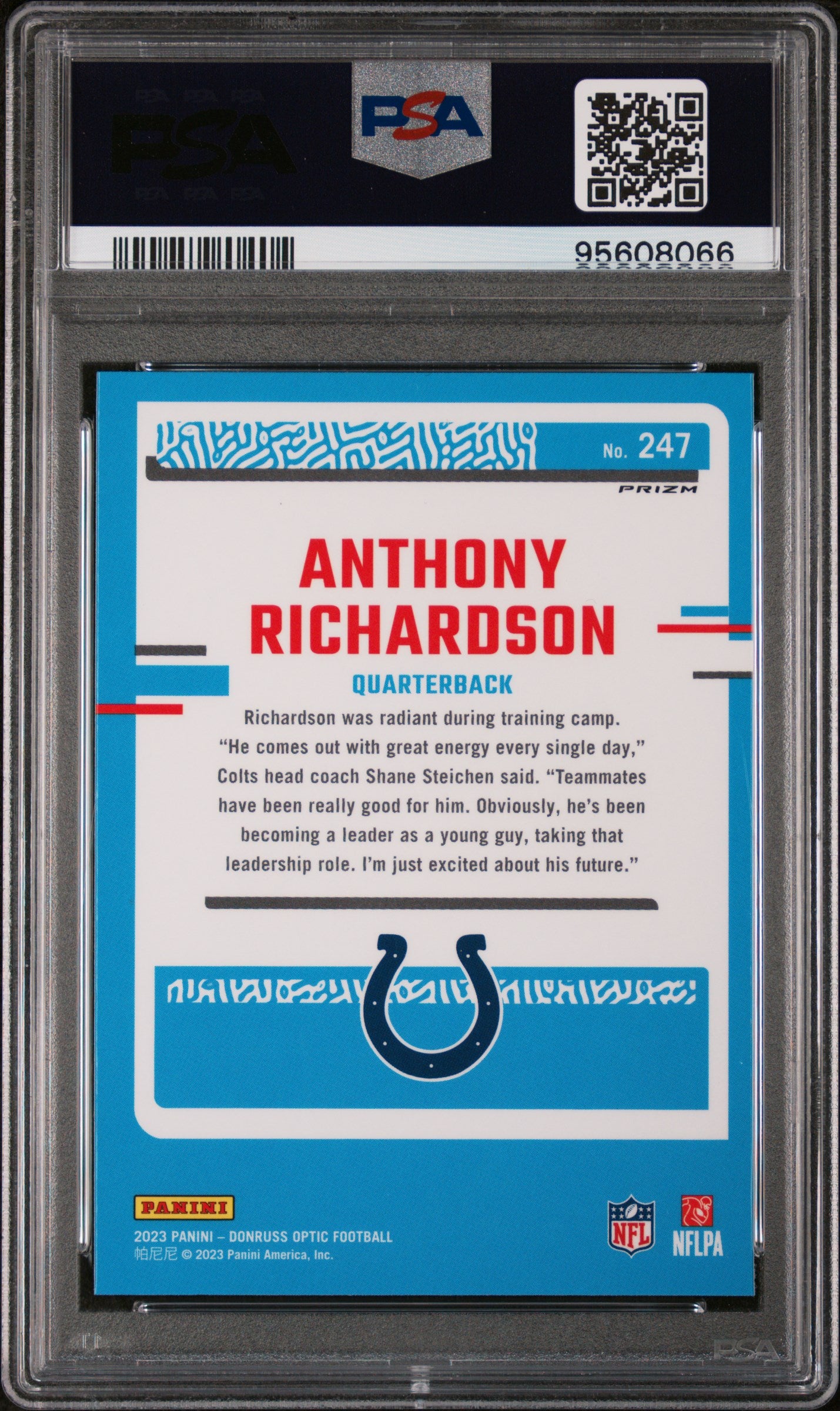 2023 Panini Donruss Optic Anthony Richardson #247 Blue Hyper PSA 9