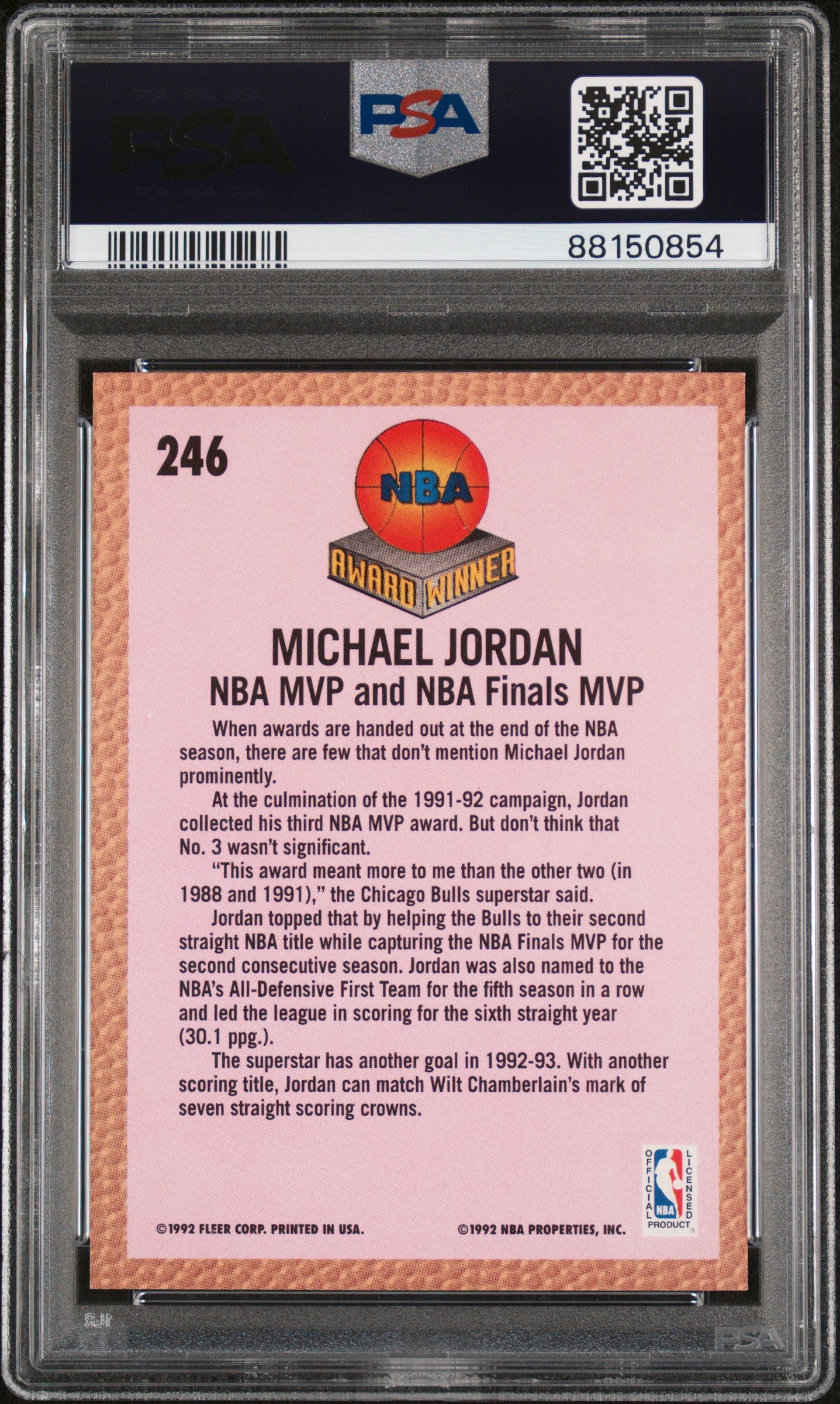 1992 Fleer #246 Michael Jordan Bulls Hof PSA 9