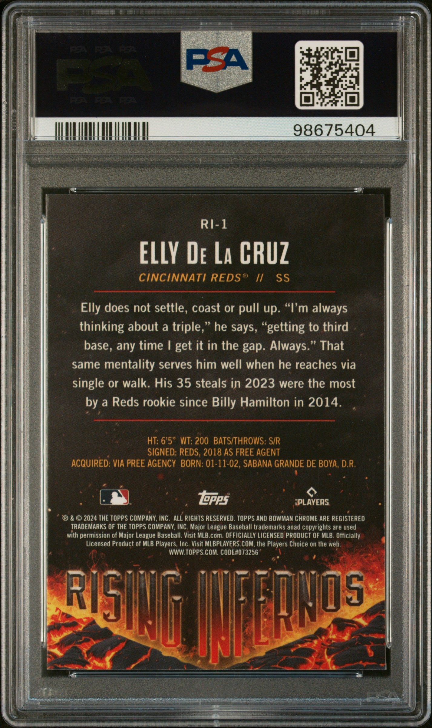 2024 Bowman Rising Infernos Elly De La Cruz #RI1 PSA 9