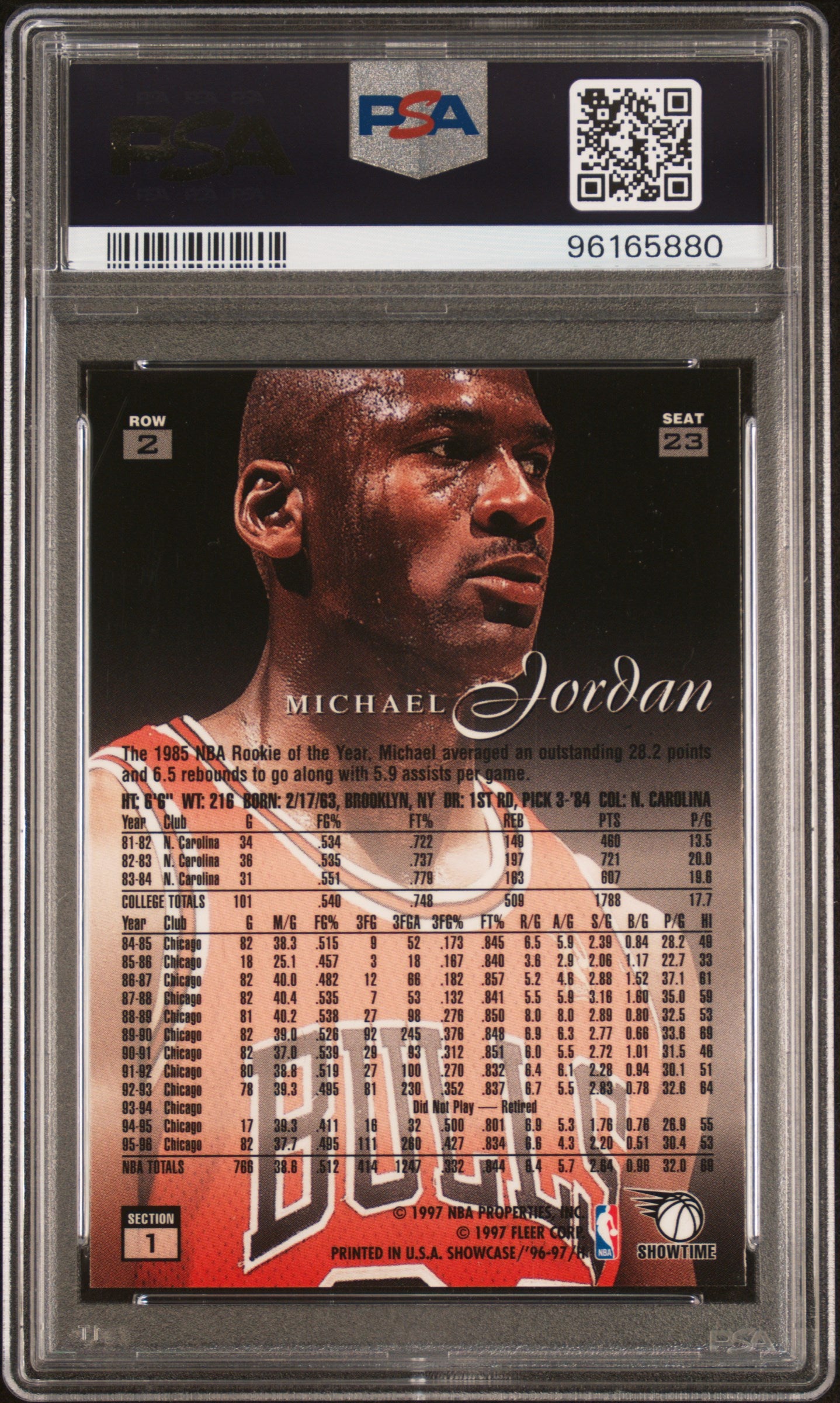 1996 Flair Showcase Michael Jordan Row 2 #23 PSA Mint 9 ^