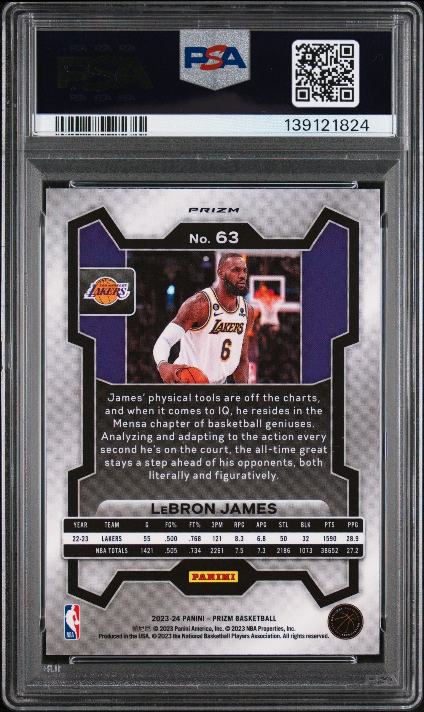 2023 Panini Prizm Basketball LeBron James #63 Green PSA 10
