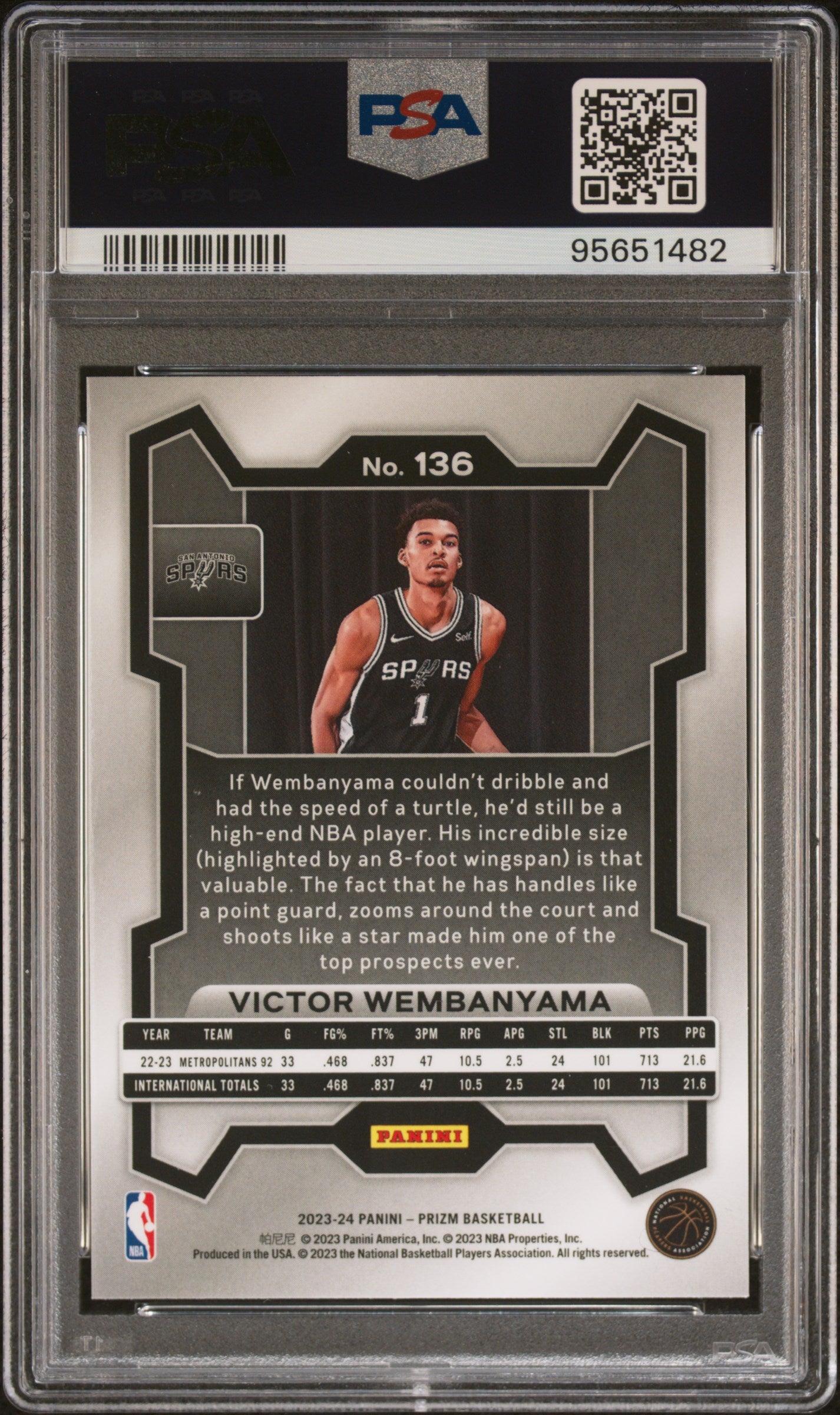 2023 Panini Prizm Victor Wembanyama #136 PSA 9