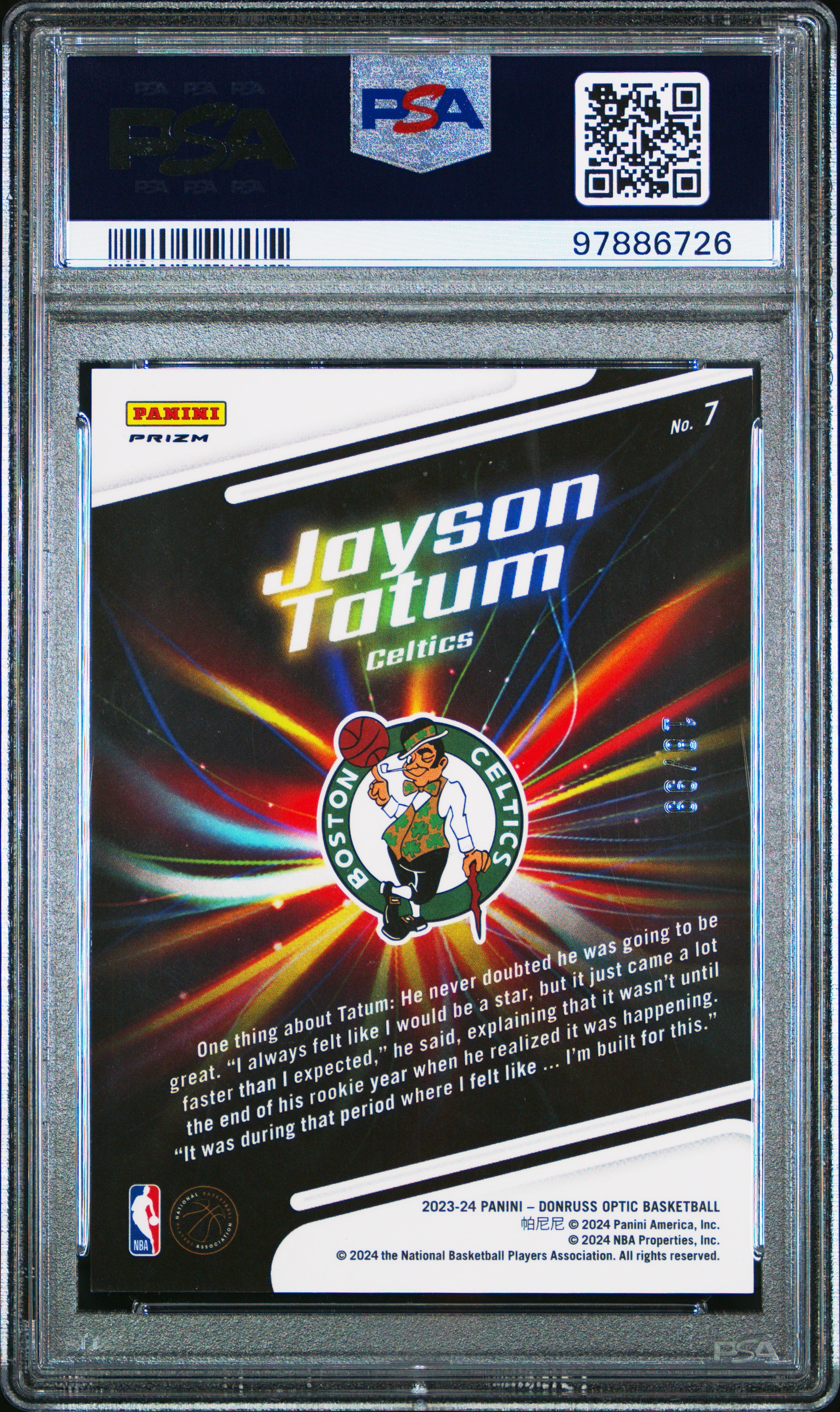 2023 Panini Donruss Optic Lights Out Jayson Tatum #7 Lights Out Red PSA 9