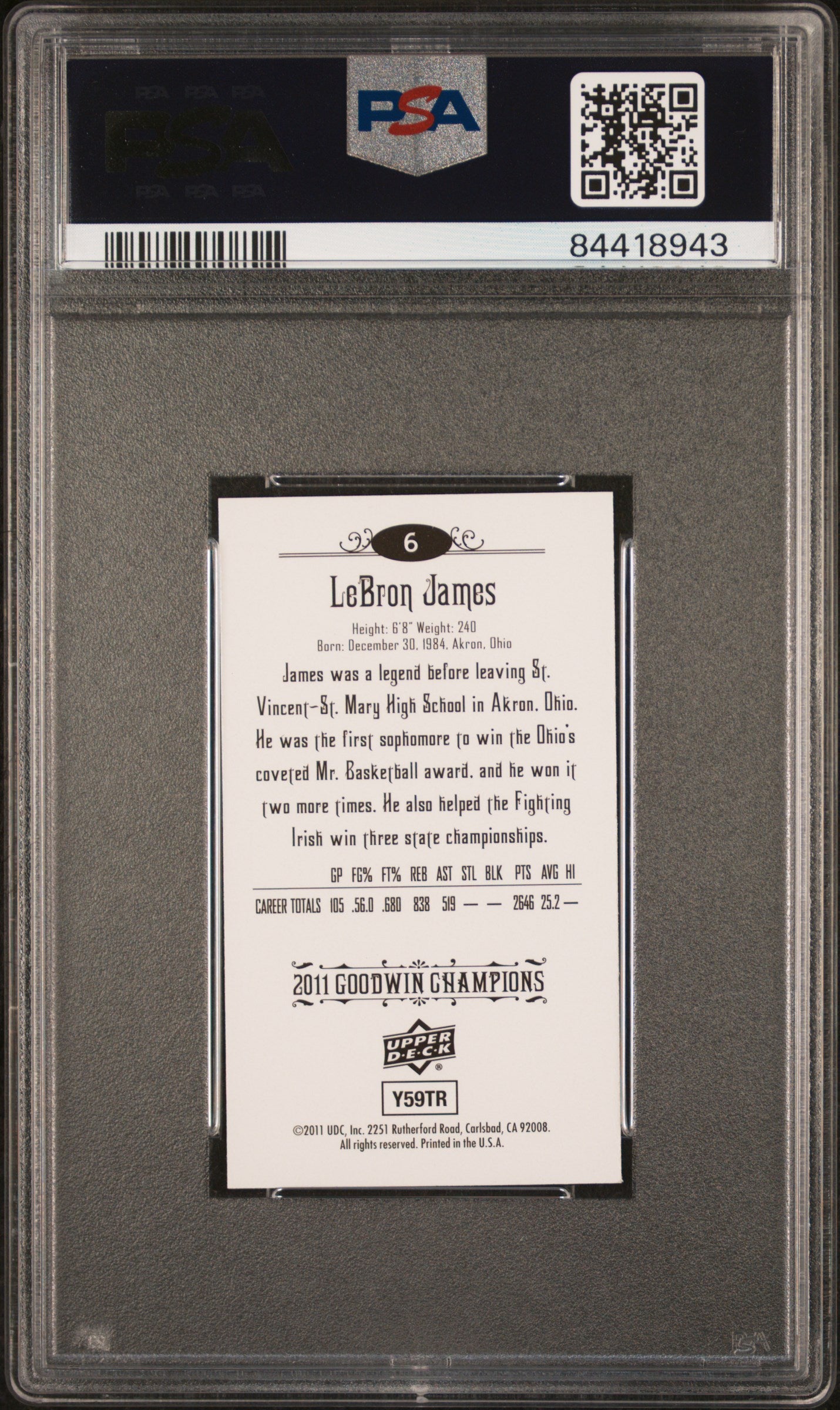 2011 Goodwin Champions Mini Foil #6 Lebron James Pop 6 PSA 9 ***