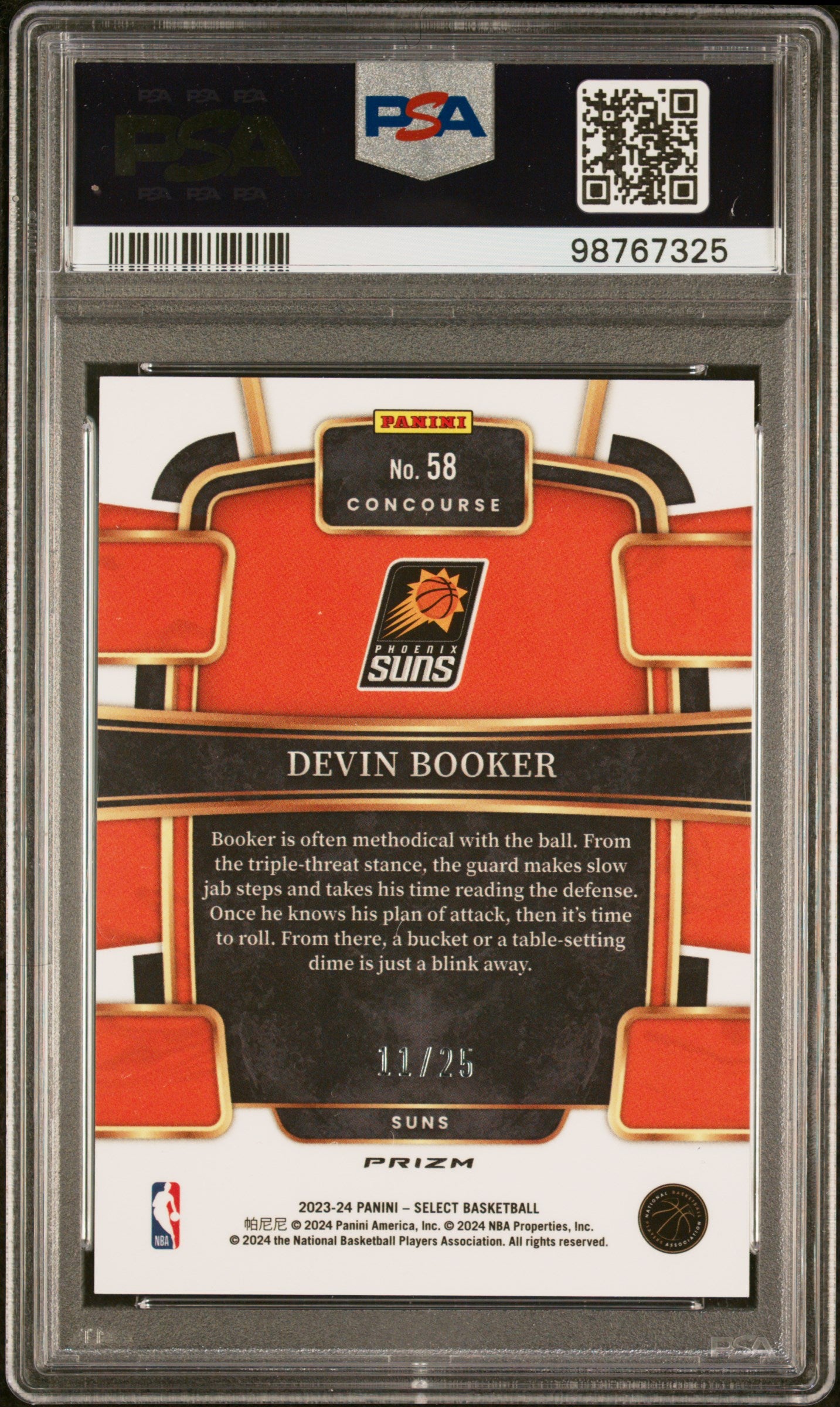 2023 Panini Select Devin Booker #58 Tie Dye Prizm PSA 9