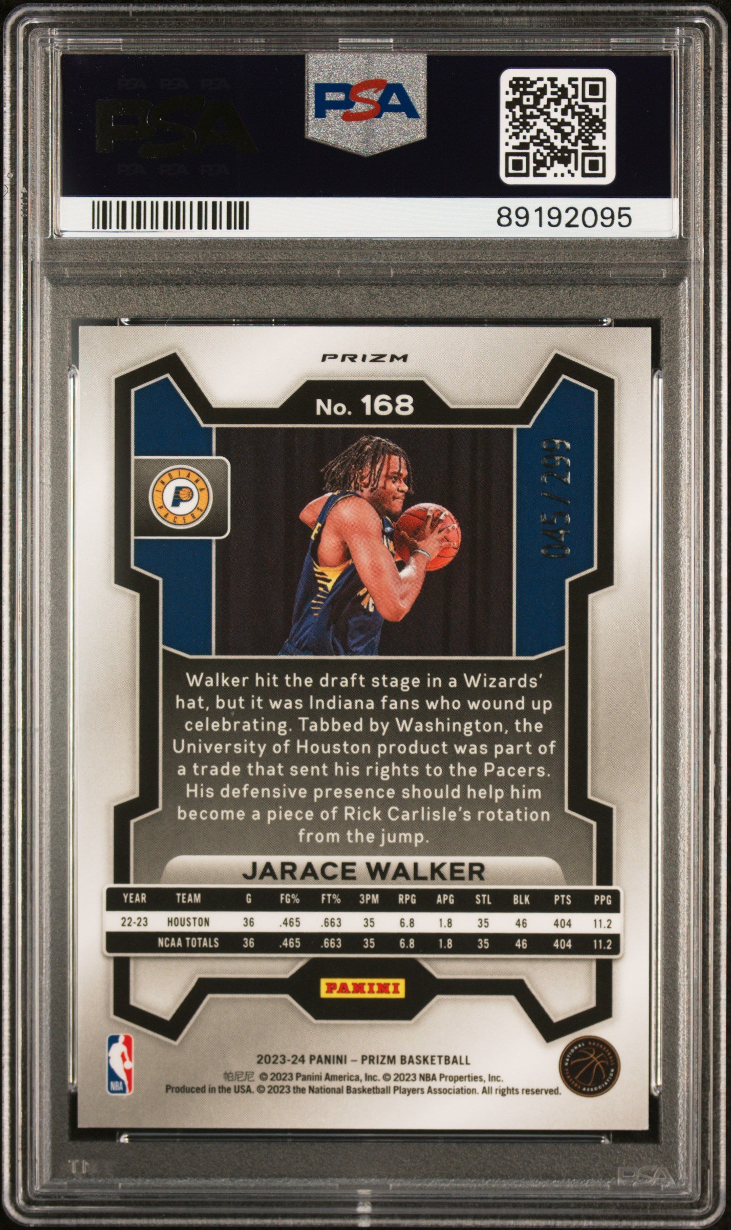 2023 Panini Prizm Jarace Walker #168 Red Prizm PSA 10