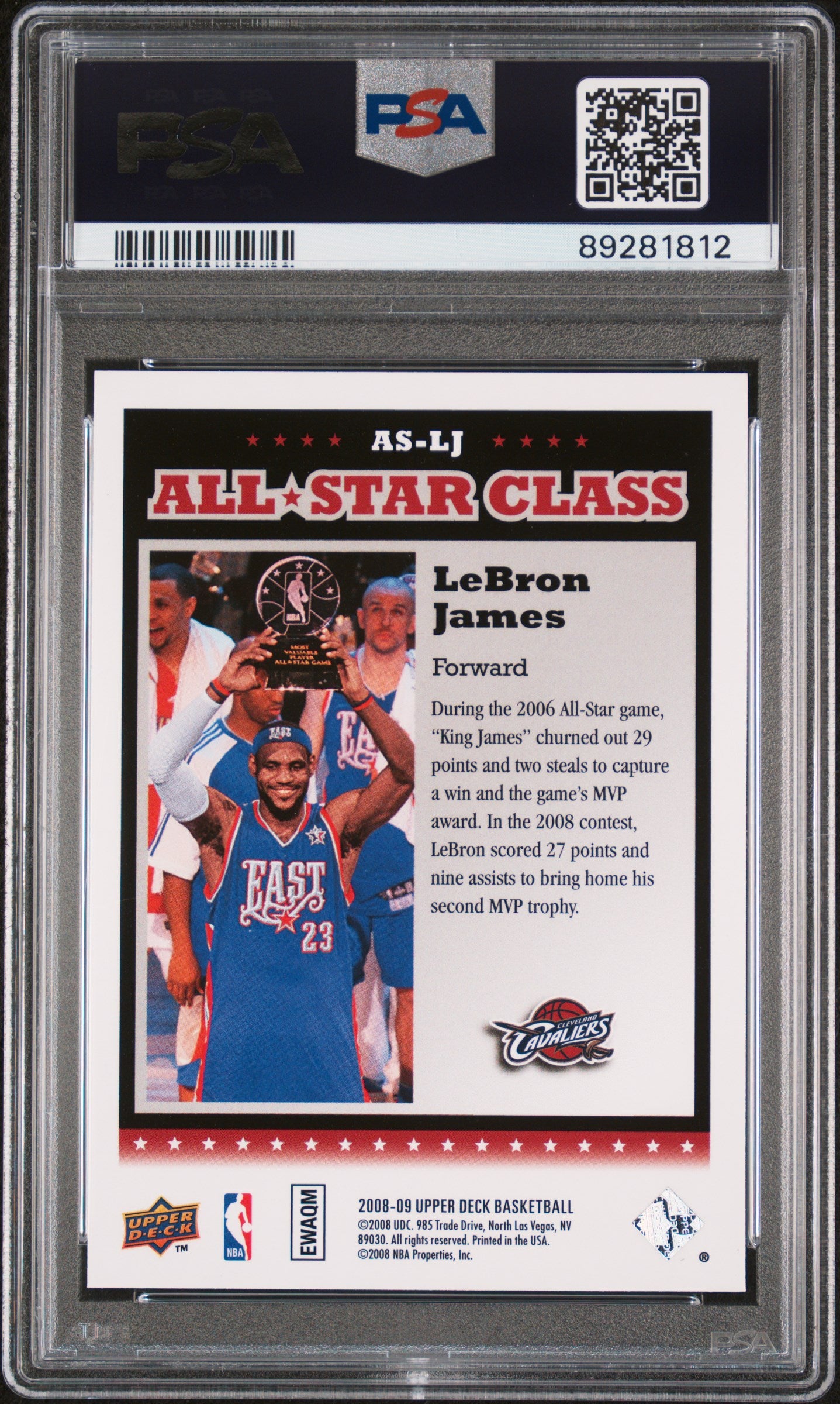 2008 Upper Deck All Star Class #As-Lj Lebron James PSA 10 ***